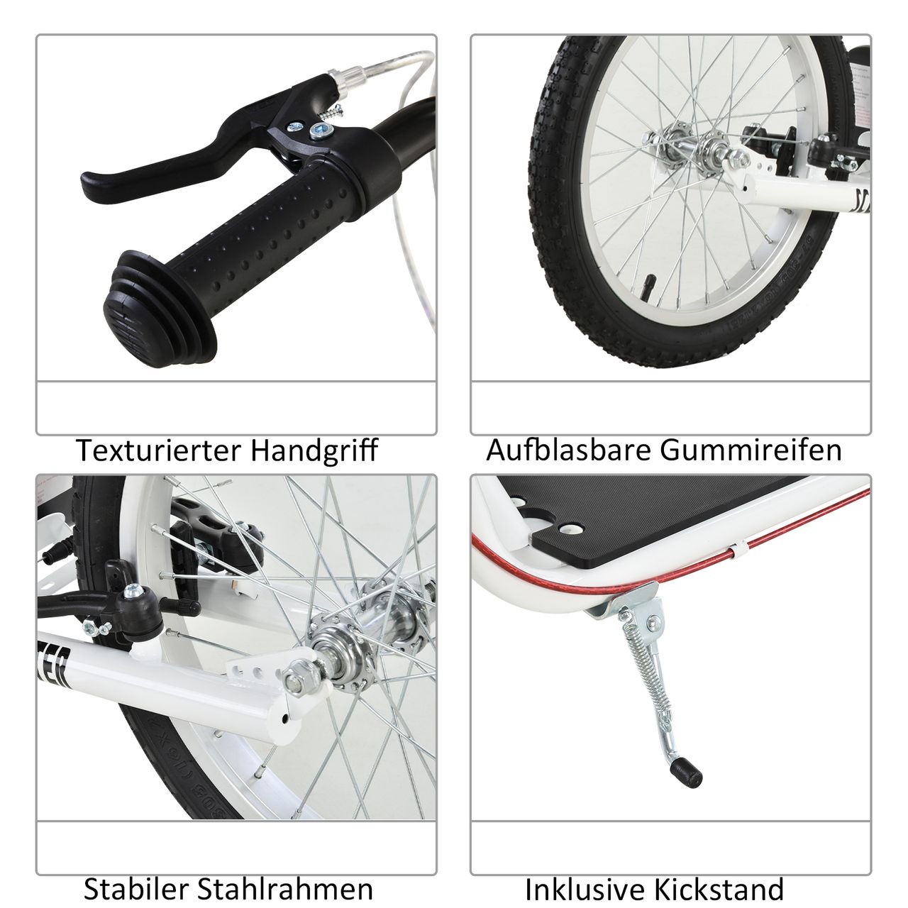 HOMCOM Tretroller Kinderroller Scooter Cityroller Luftreifen verstellbar Weiß