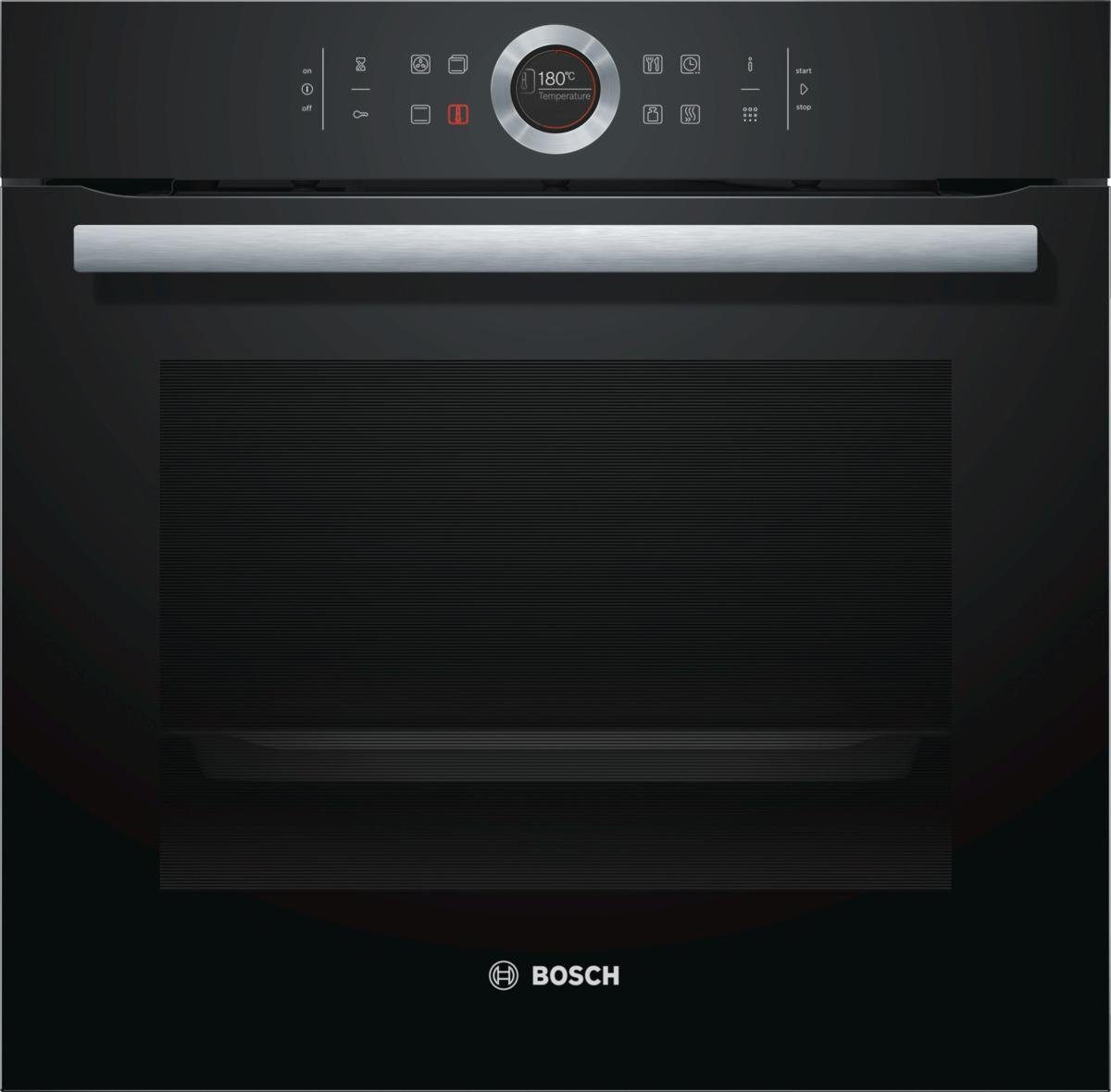BOSCH Pyrolyse Backofen Serie 8 HBG675BB1, mit Teleskopauszug nachrüstbar, Pyrolyse-Selbstreinigung, mit AutoPilot