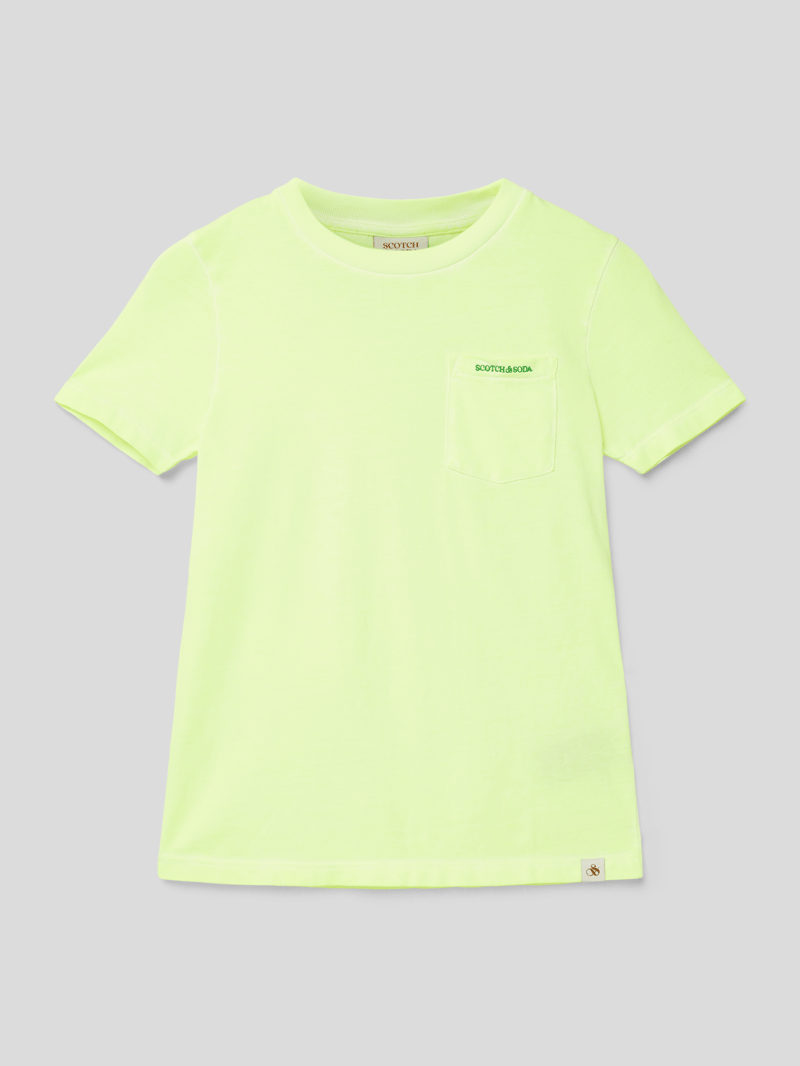 T-Shirt mit Logo-Stitching in gelb