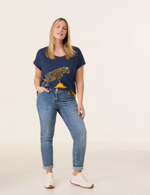 Kurzarmshirt mit Leopard-Motiv