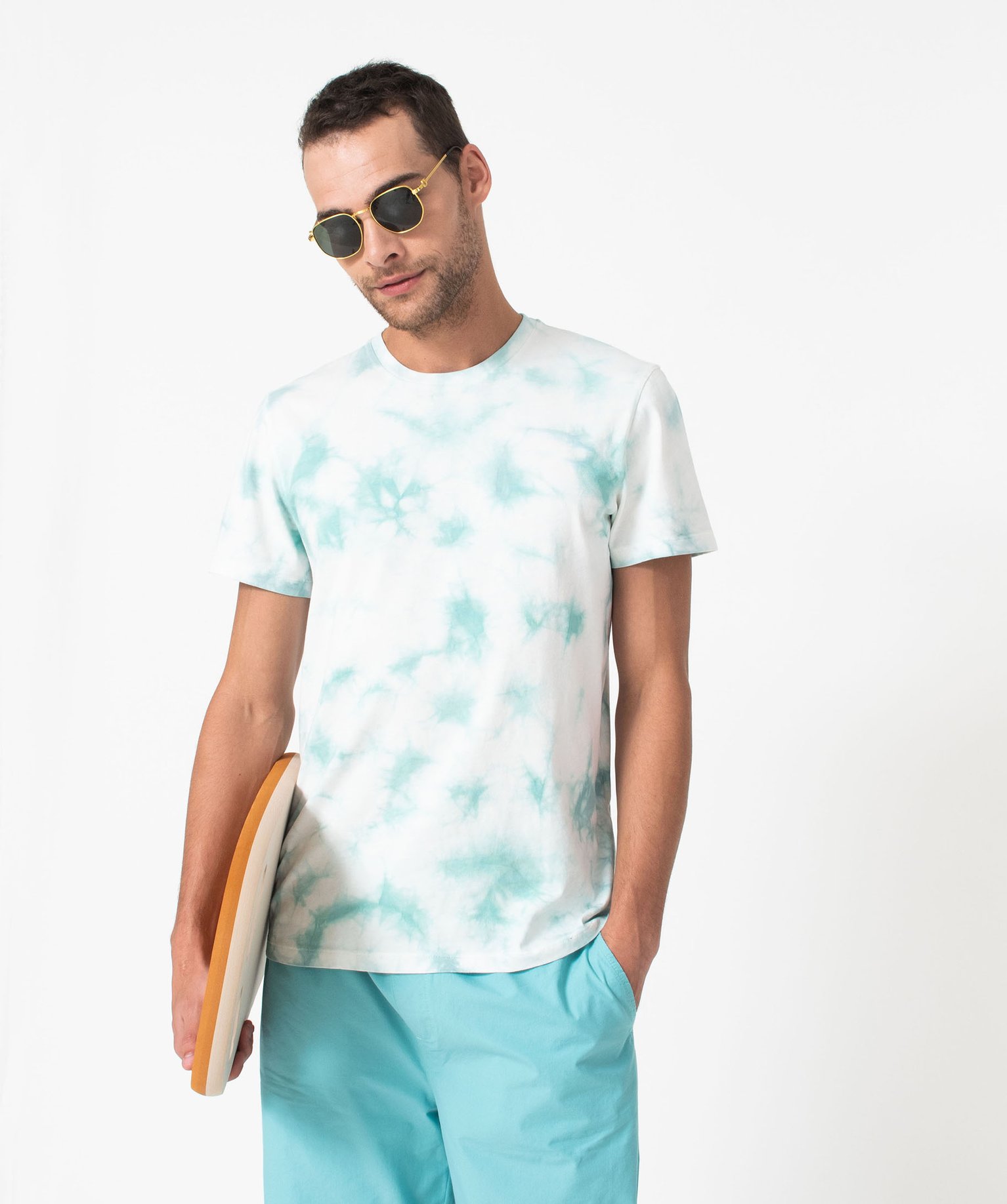 Tee-shirt à manches courtes coloris tie and dye homme bleu | GEMO