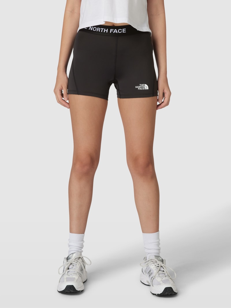 Shorts mit elastischem Logo-Bund in schwarz