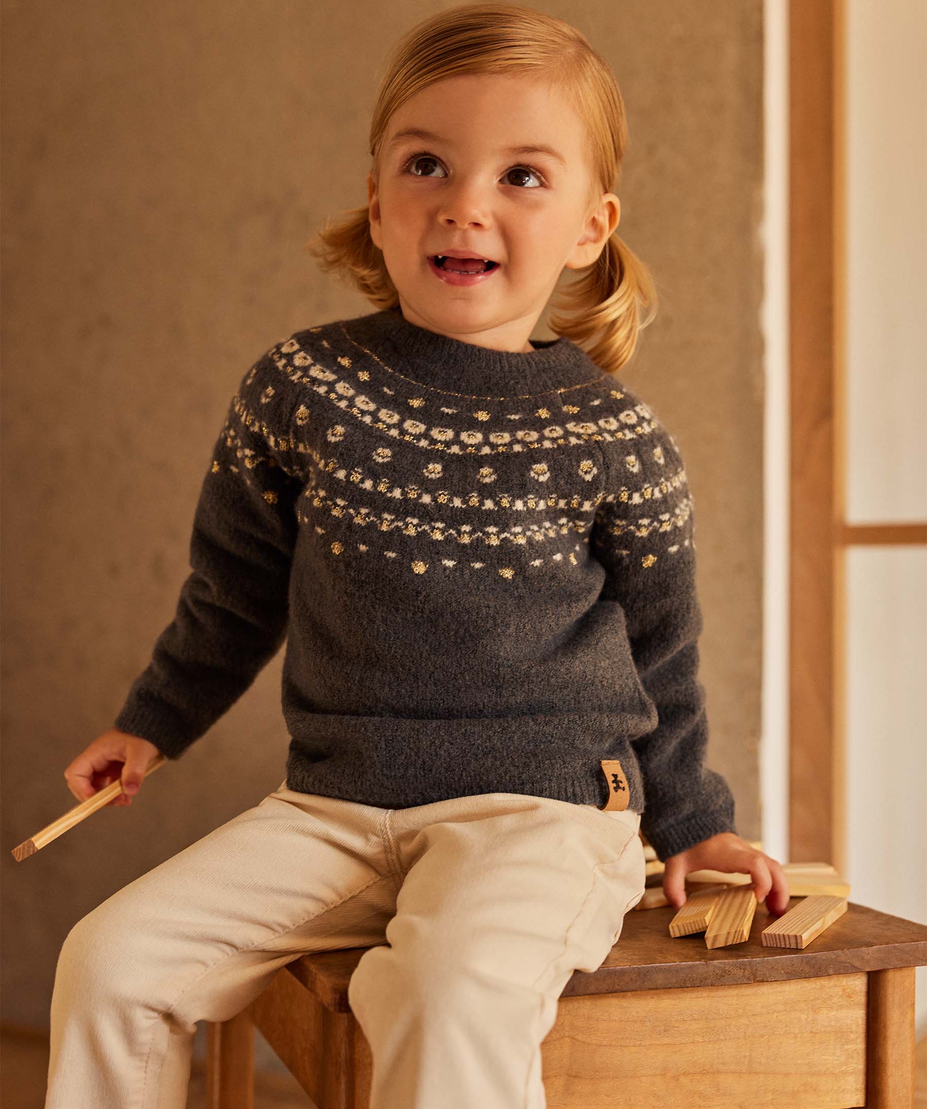 Pull de Nol bébé fille à motifs pailletés - LuluCastag... gris fonce | GEMO
