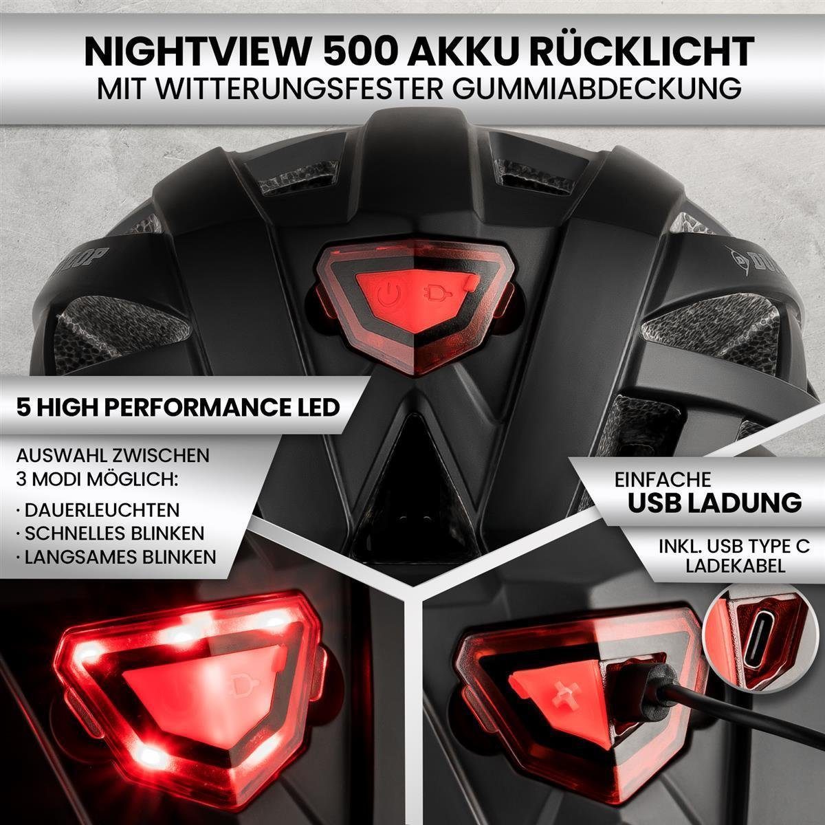 Dunlop Fahrradhelm Fahrradhelm mit Licht 3 Größen 3 Farben