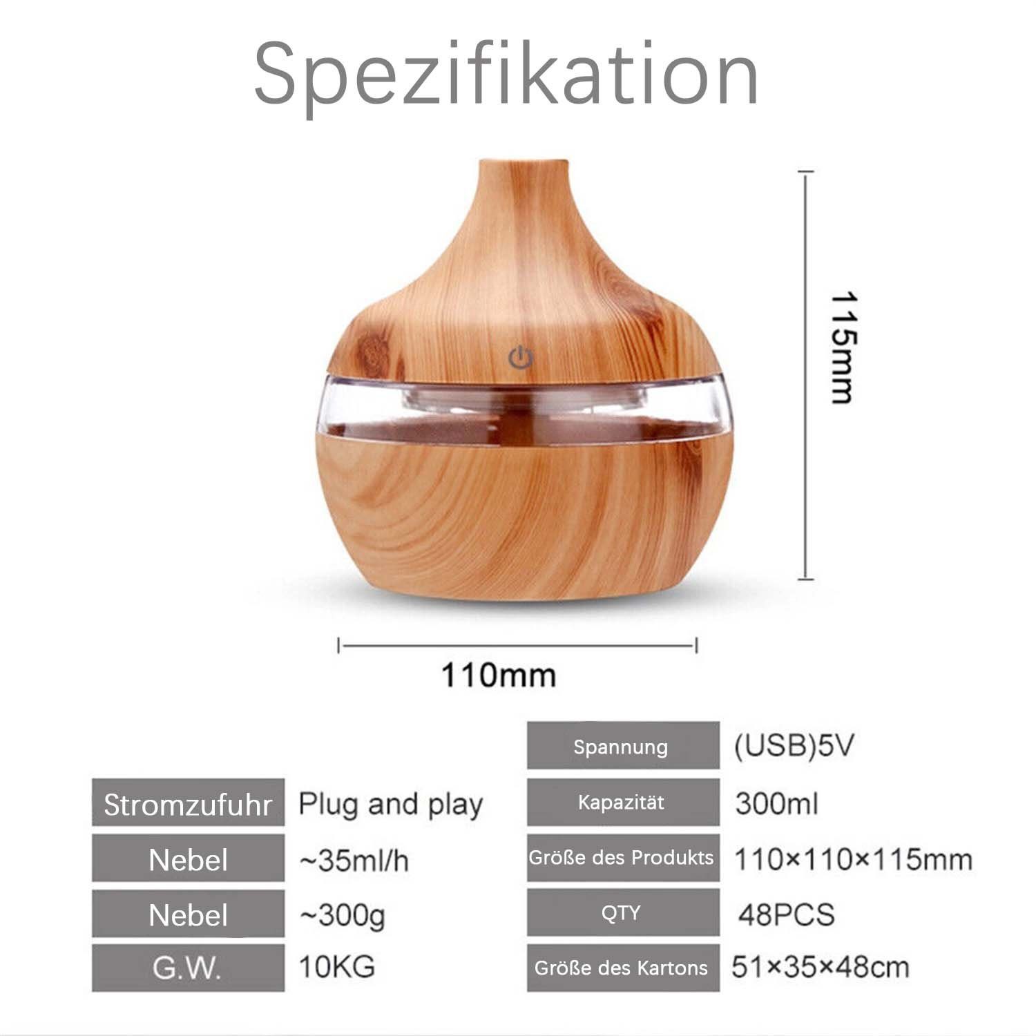 Yoyaxi Luftbefeuchter Luft-Aromatherapie-Reiniger, LED-Luftbefeuchter für ätherische Öle, Ultraschall-Aroma-Diffusor