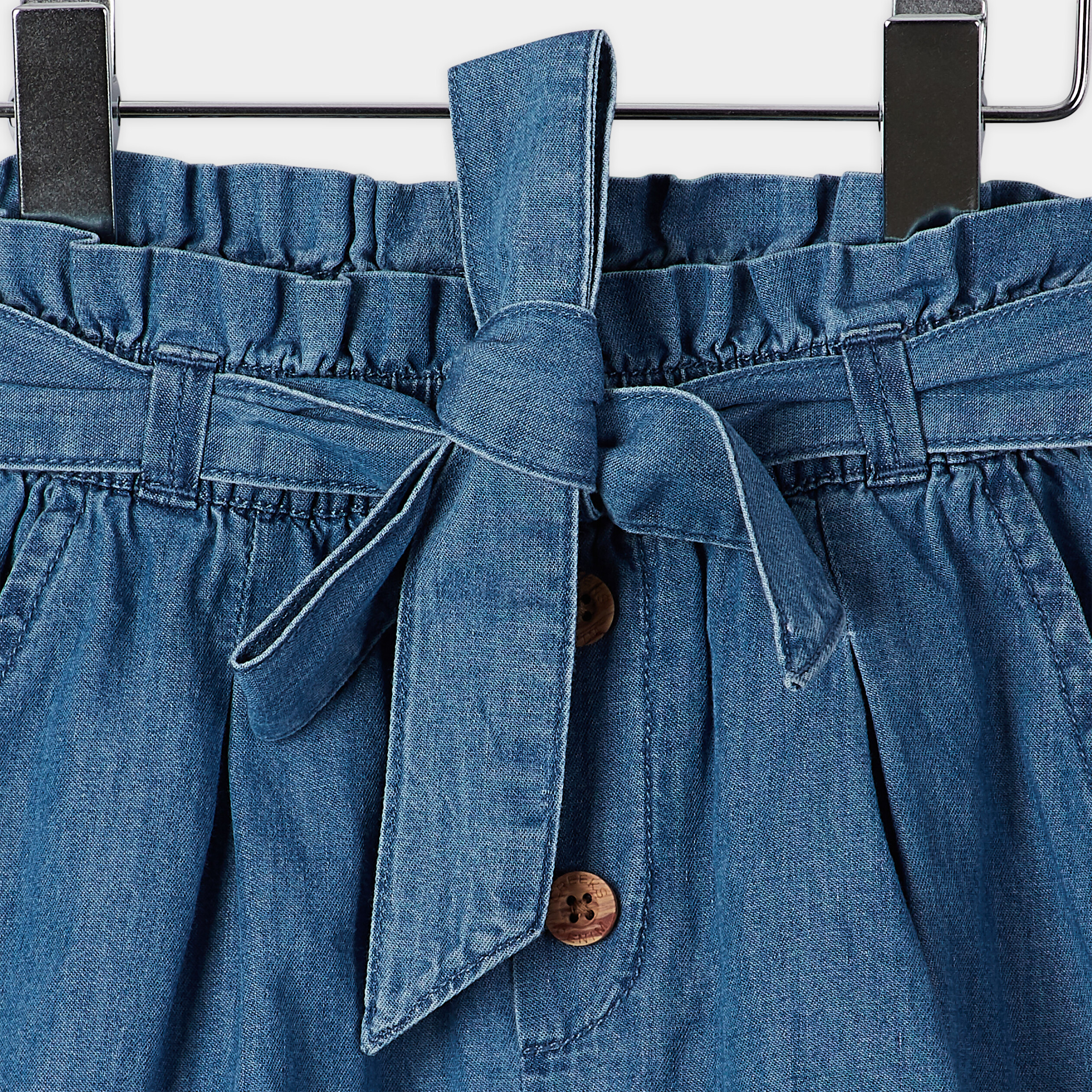 Short paperbag en jean denim double stone fille | La Halle