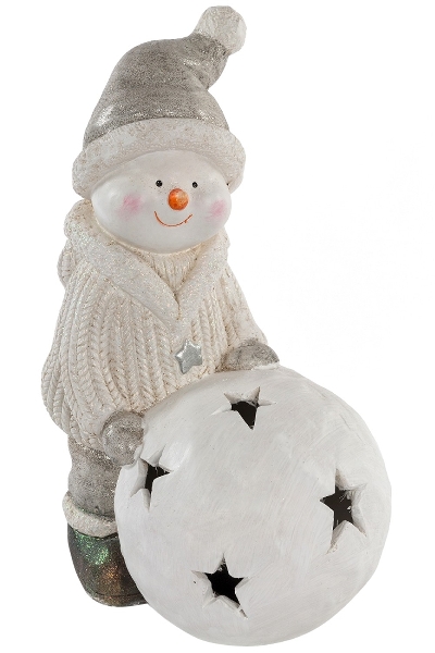 MyFlair Schneemann m/Schneekugel mit LED Beleuchtung