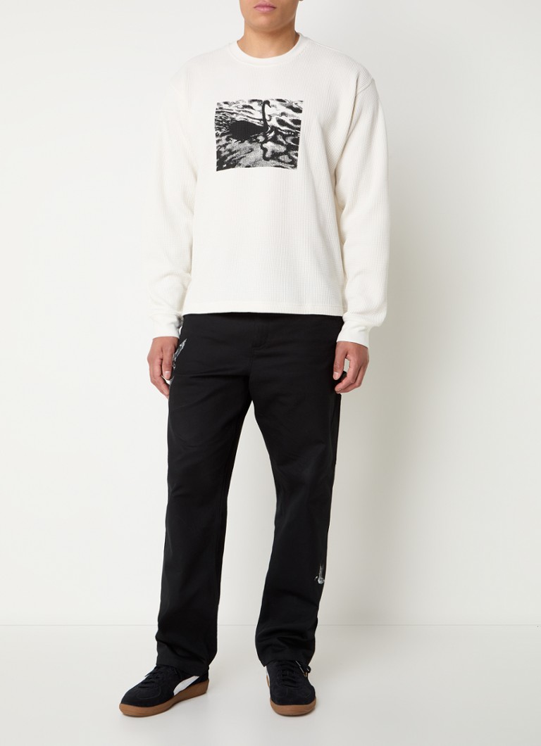 Obey Pressure chunky knit pullover with print and texture