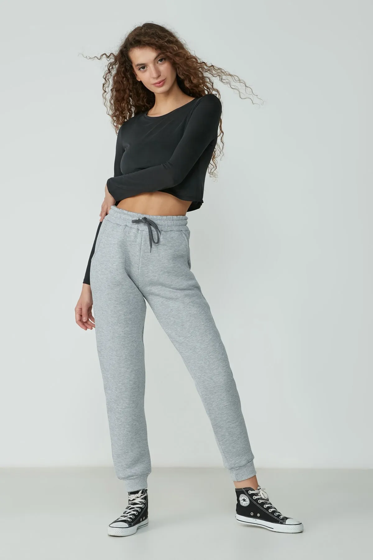 C&City  Jogginghose mit Bündchen am Bein, 903 Grau