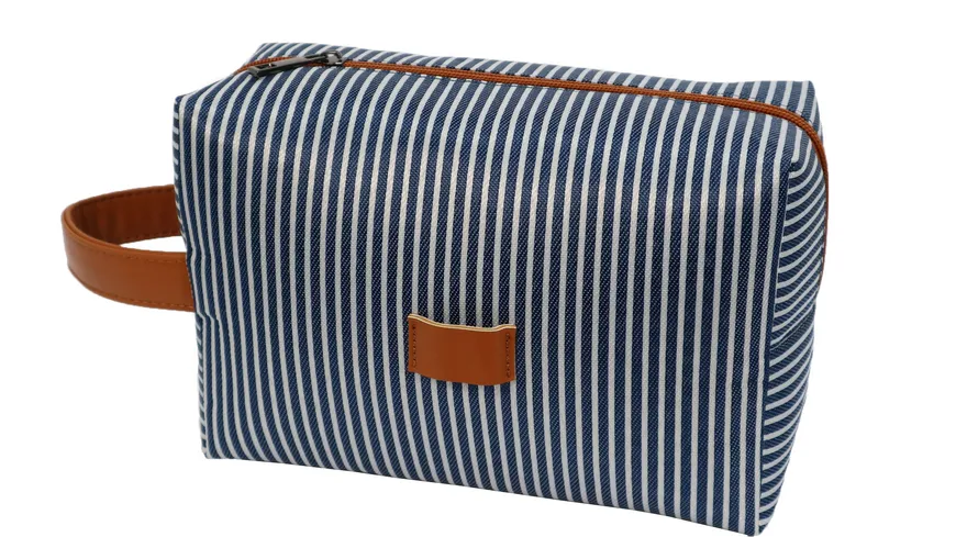 Kulturtasche blau / weiß gestreift