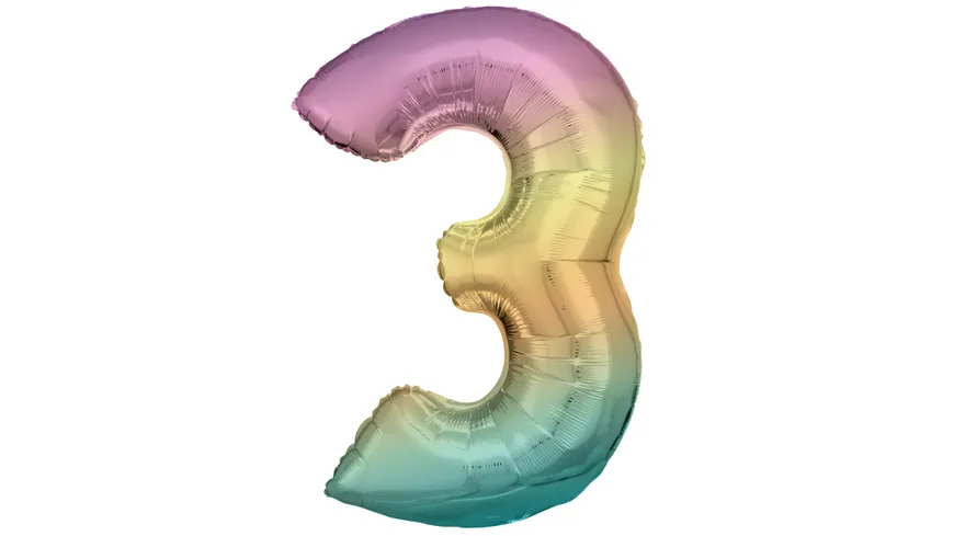 Amscan - Folienballon  Zahl 3 Regenbogen pasell N34