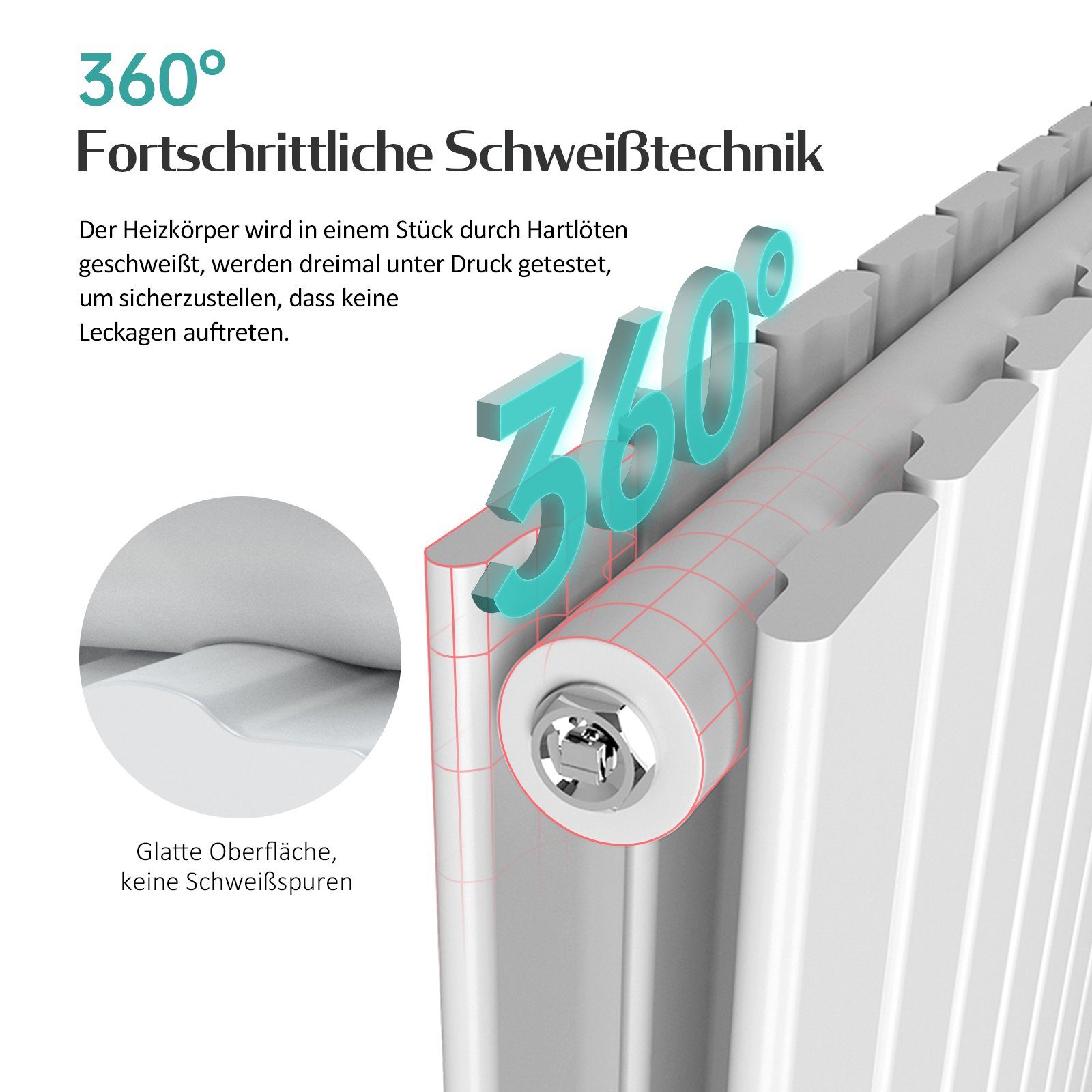 EMKE Heizkörper Flach Heizkörper Klein Design Paneelheizkörper, Vertikal Doppellagig, Mittelanschluss, Anthrazit/Weiß