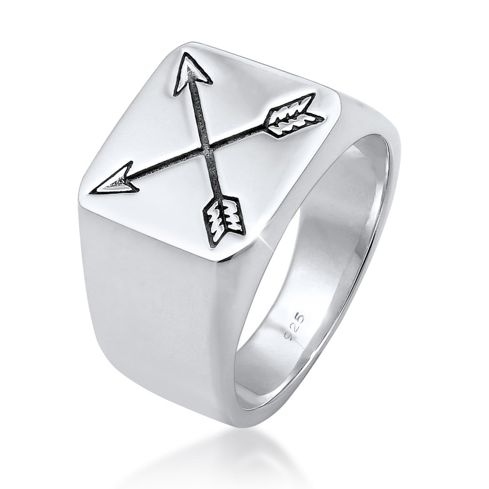 KUZZOI KUZZOI Bague Chevalière Flèche Base Mat Bague Homme-(925/1000) Argent Bague