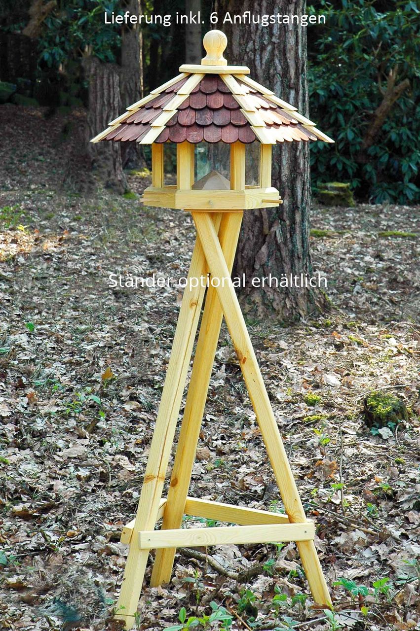 dobar Vogelhaus mit Futtersilo, braun