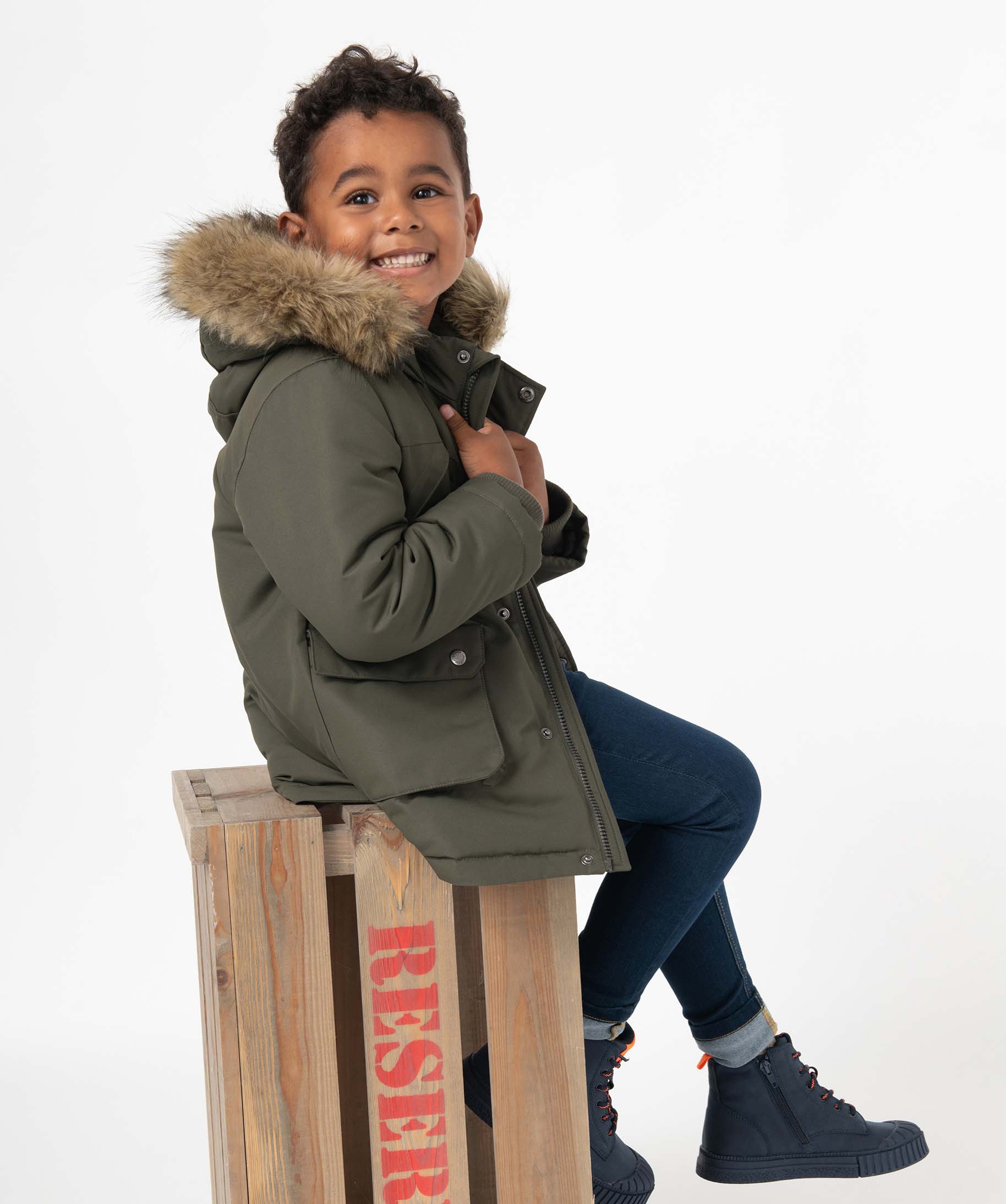 Parka déperlante avec doublure chaude et capuche Garçon kaki | GEMO