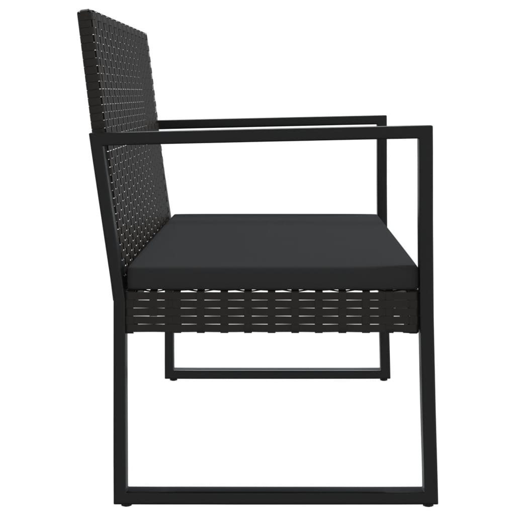vidaXL Loungesofa 4-tlg. Garten-Lounge-Set mit Kissen Schwarz Poly Rattan, 4 Teile