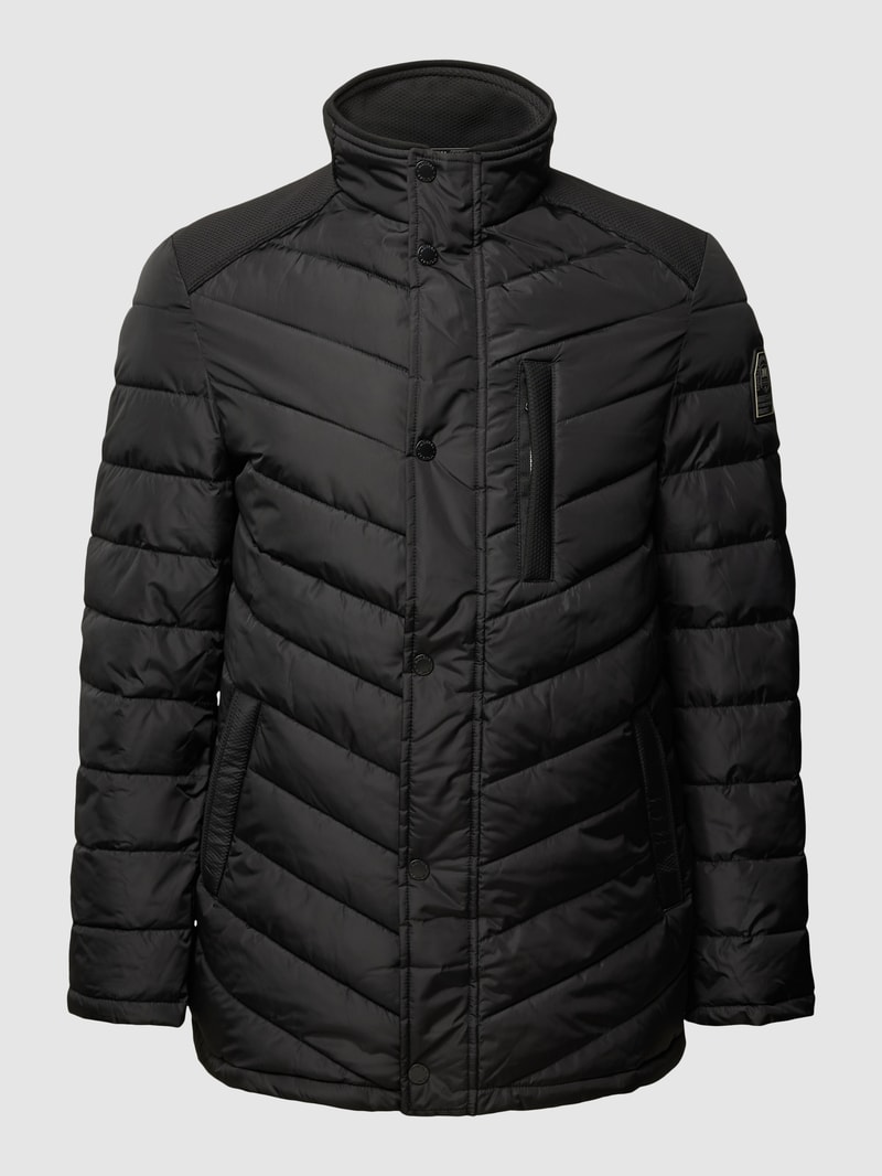Steppjacke mit Stehkragen in schwarz