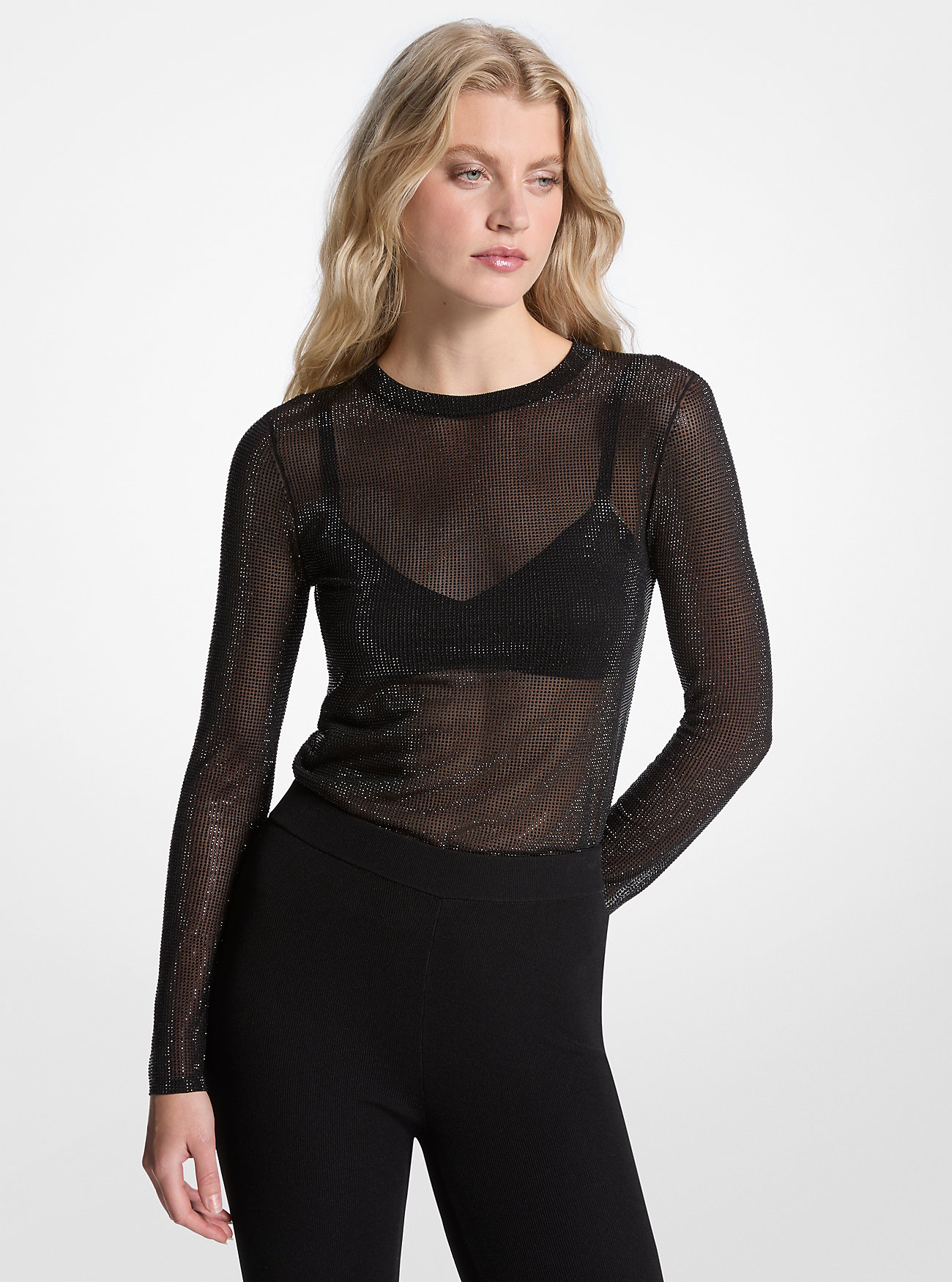 Top in rete decorato - NERO