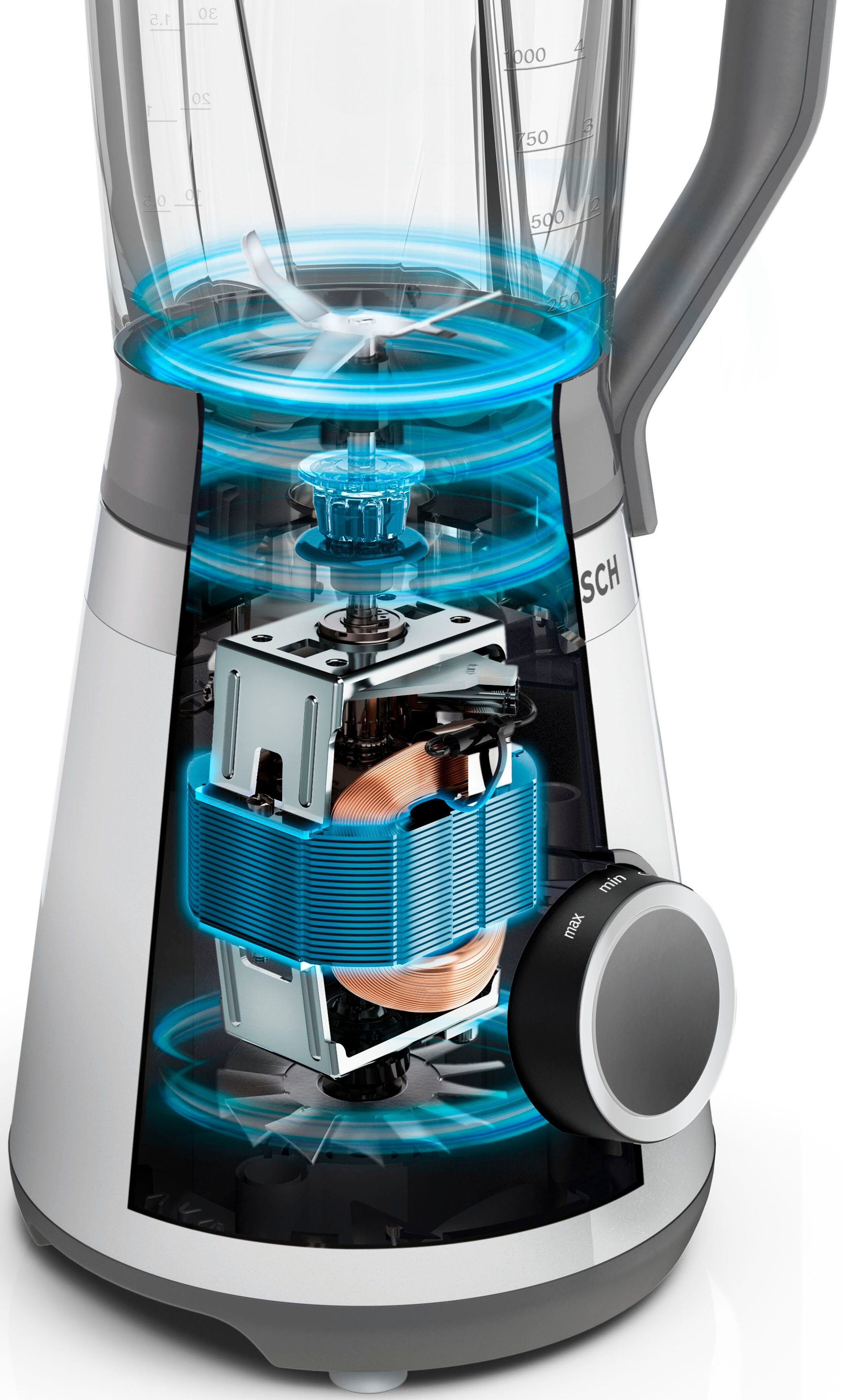 BOSCH Standmixer MMB6172SN VitaPower Serie 4, 1200 W, 30.000 U/Min, ThermoSafe Glasbehälter (1,5 L), inkl. Stopfer