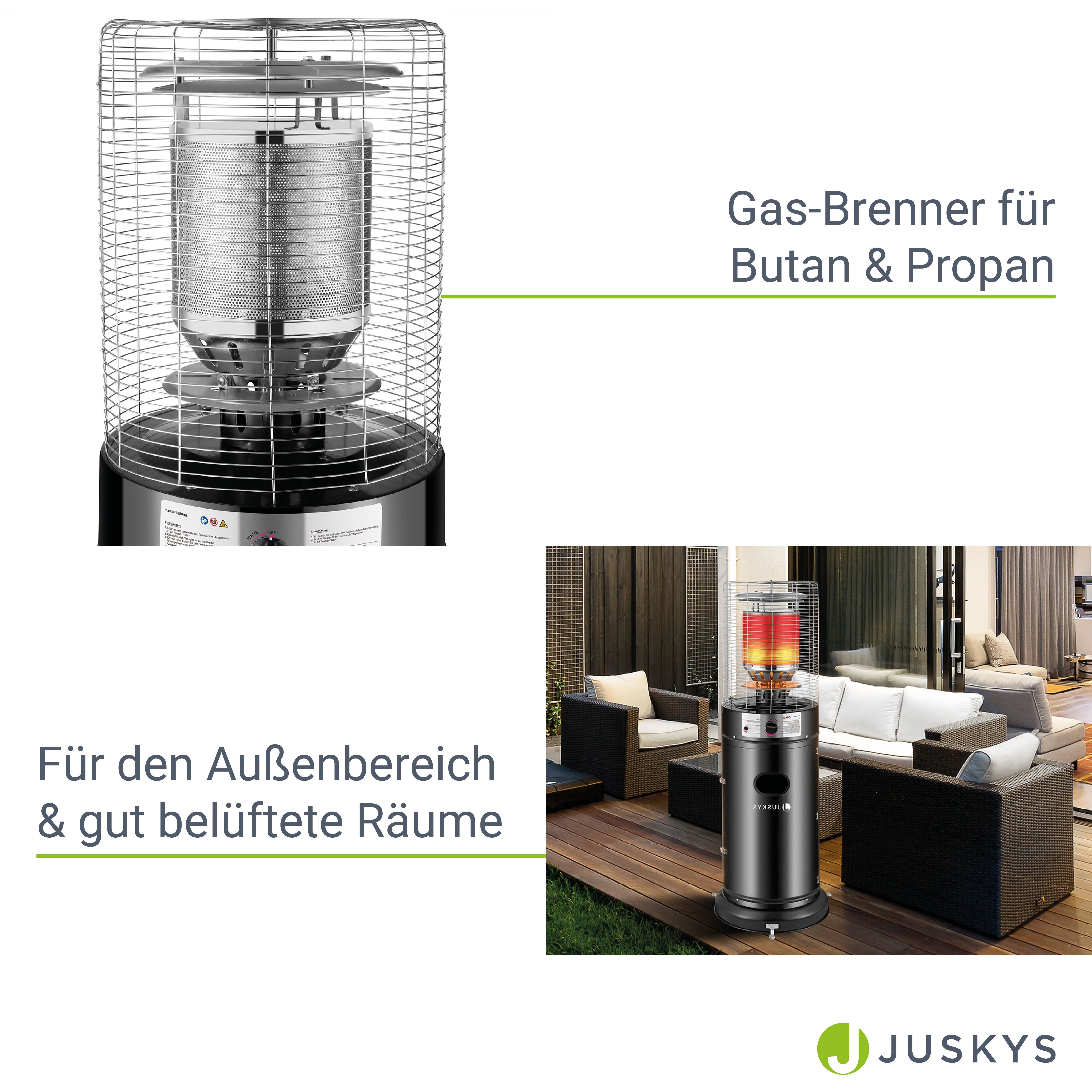 Juskys Heizstrahler Cuna, 11000 W, integrierter Kippschutz, Inkl. Druckminderer, robuste Schutzhülle