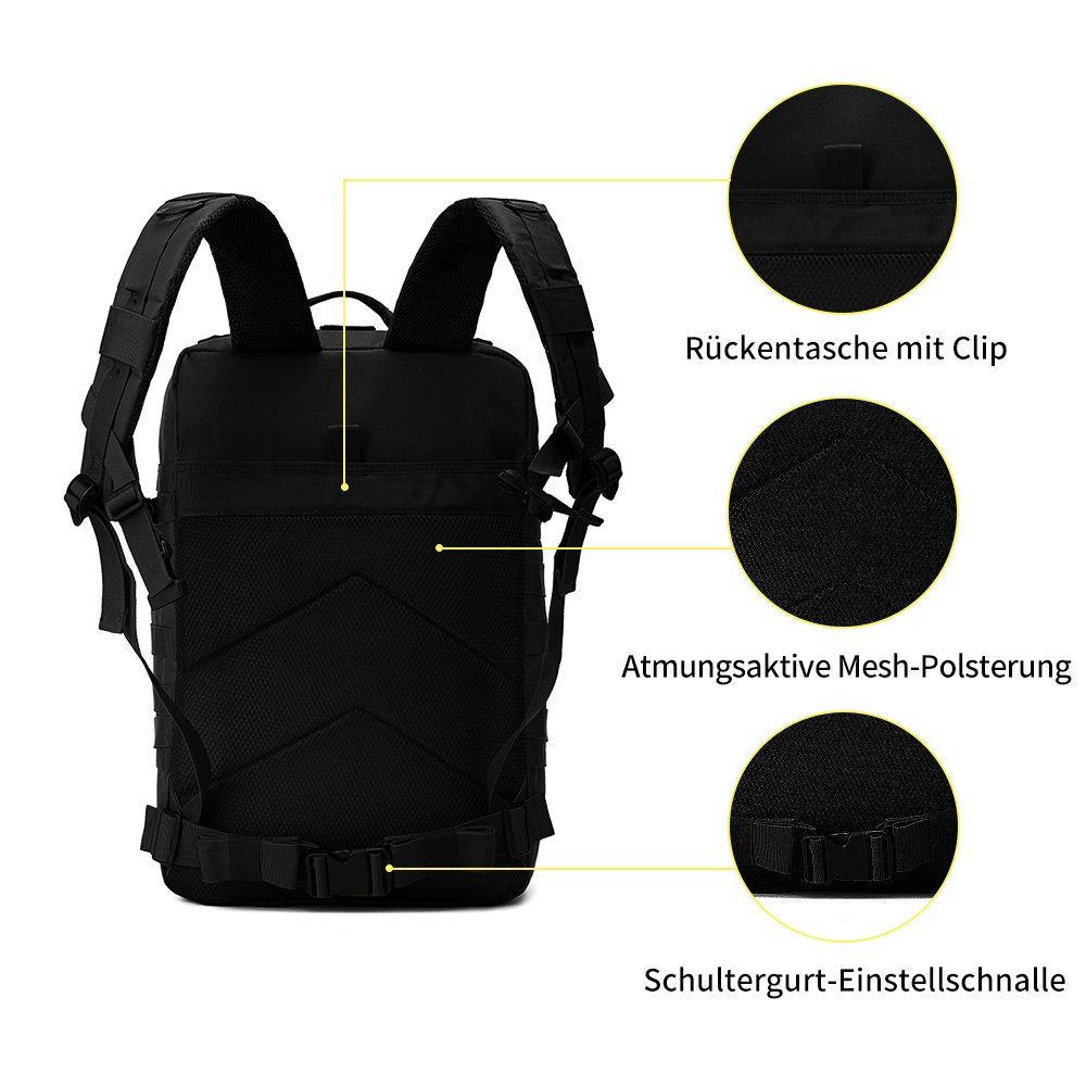 PANSY Trekkingrucksack für Outdoor-Reisen, Trekking, Camping, Bushcraft, 45 L, 50×30×30 cm, wasserdicht, verschleißfest