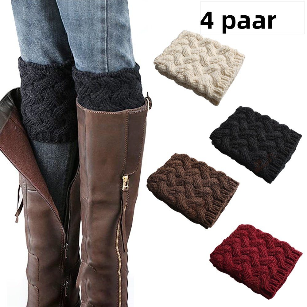 Opspring Beinstulpen 4 Paar Stiefelsocken,gestrickt Stiefelsocken, kurze Beinstulpen (8-St)