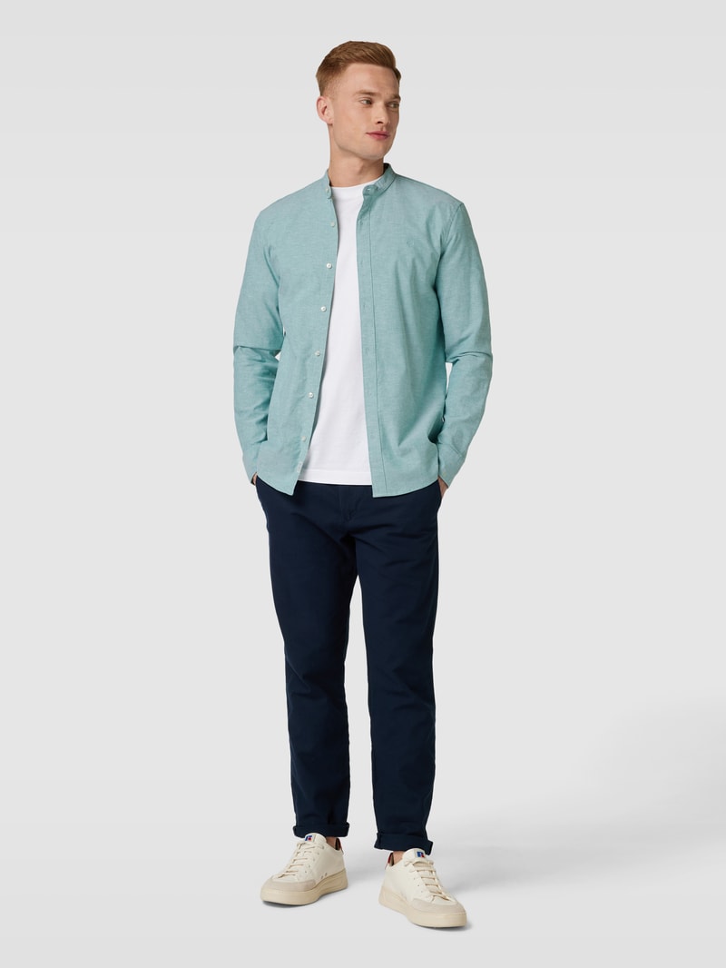 Freizeithemd mit Label-Stitching in apfelgrün