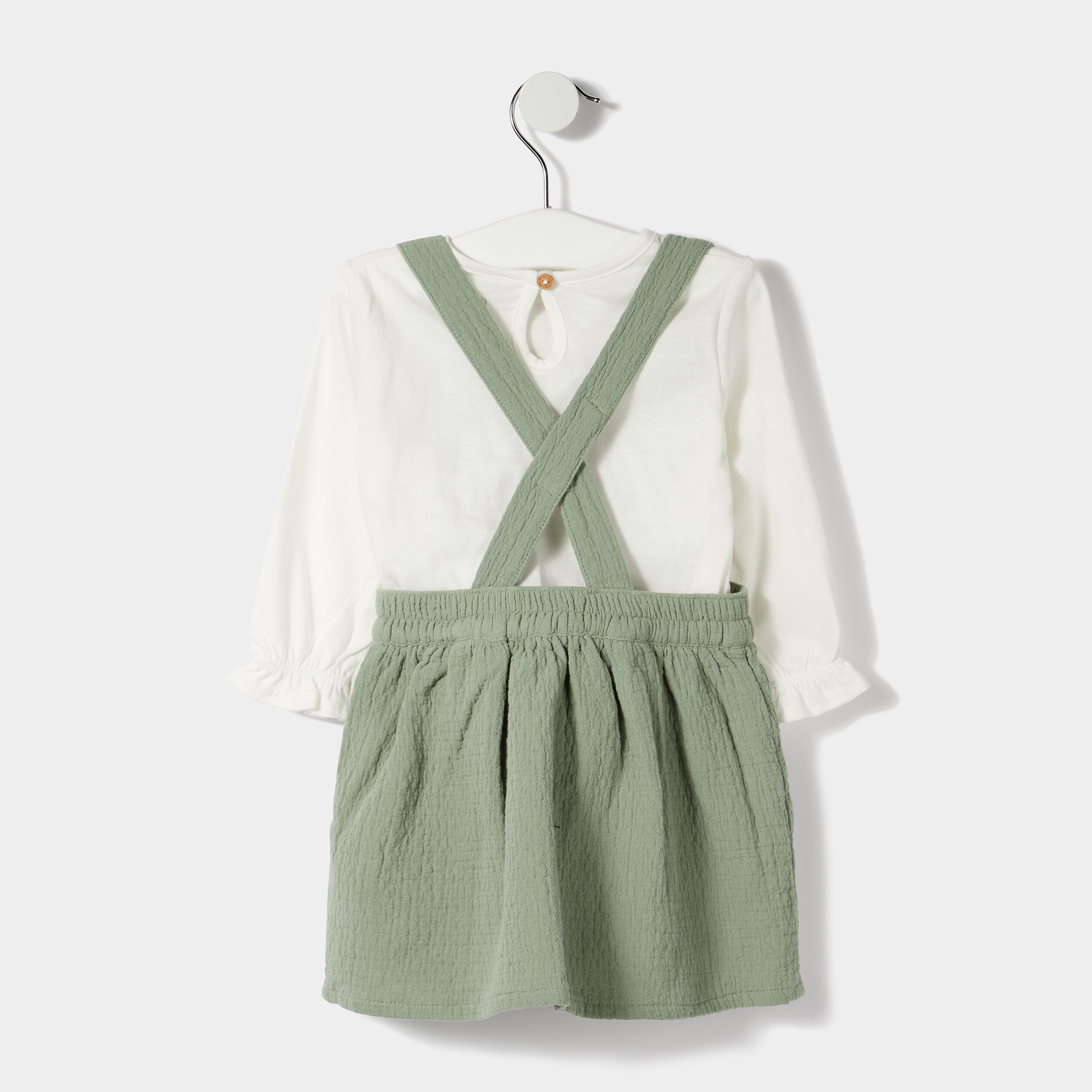 Ensemble 3 pièces Creeks vert kaki bébé fille | La Halle