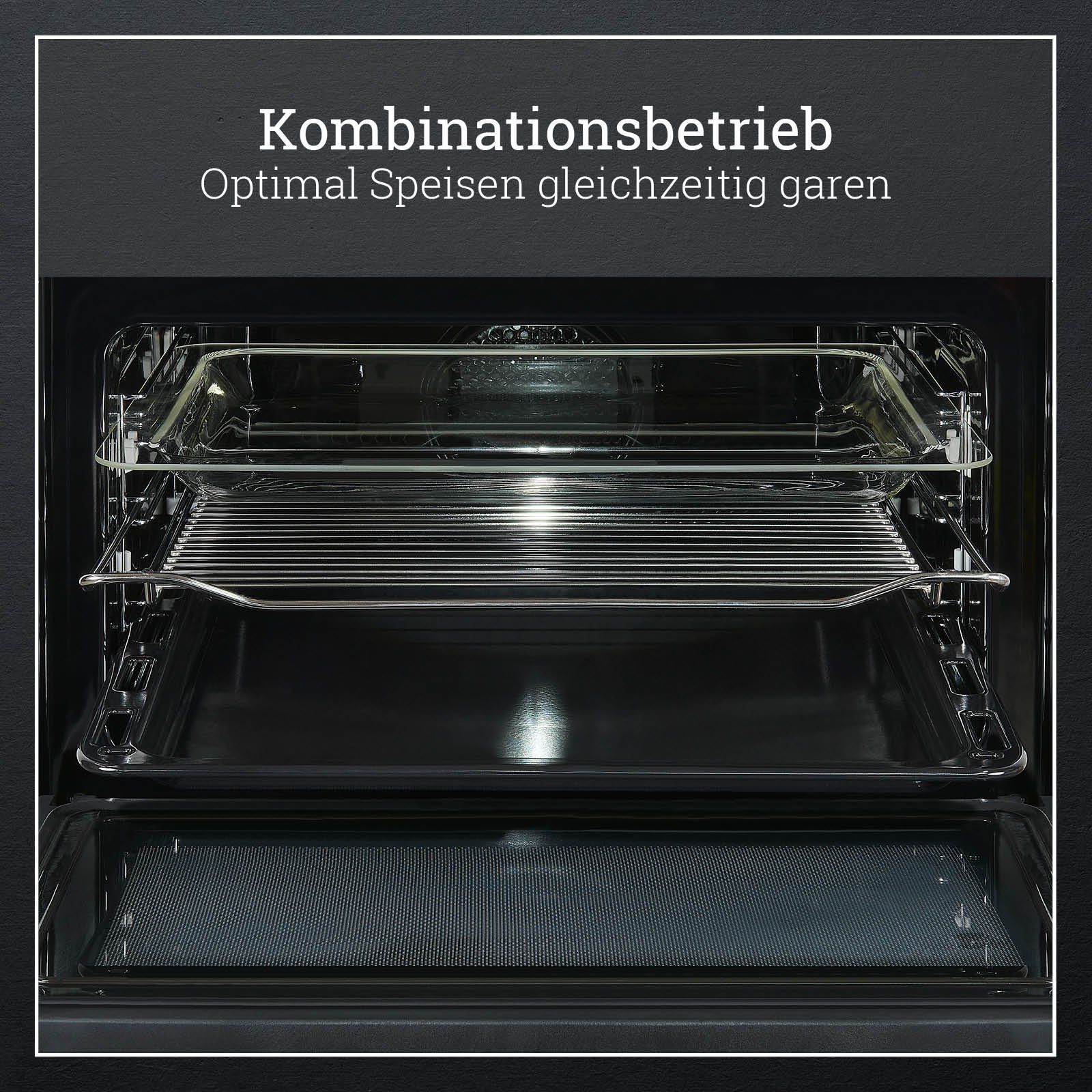 vonReiter Einbau-Mikrowelle VREBM 4550 G, Mikrowelle mit Backofenfunktion, Grill, Heißluft, Auftaufunktion, 50,00 l, Digitaler Timer