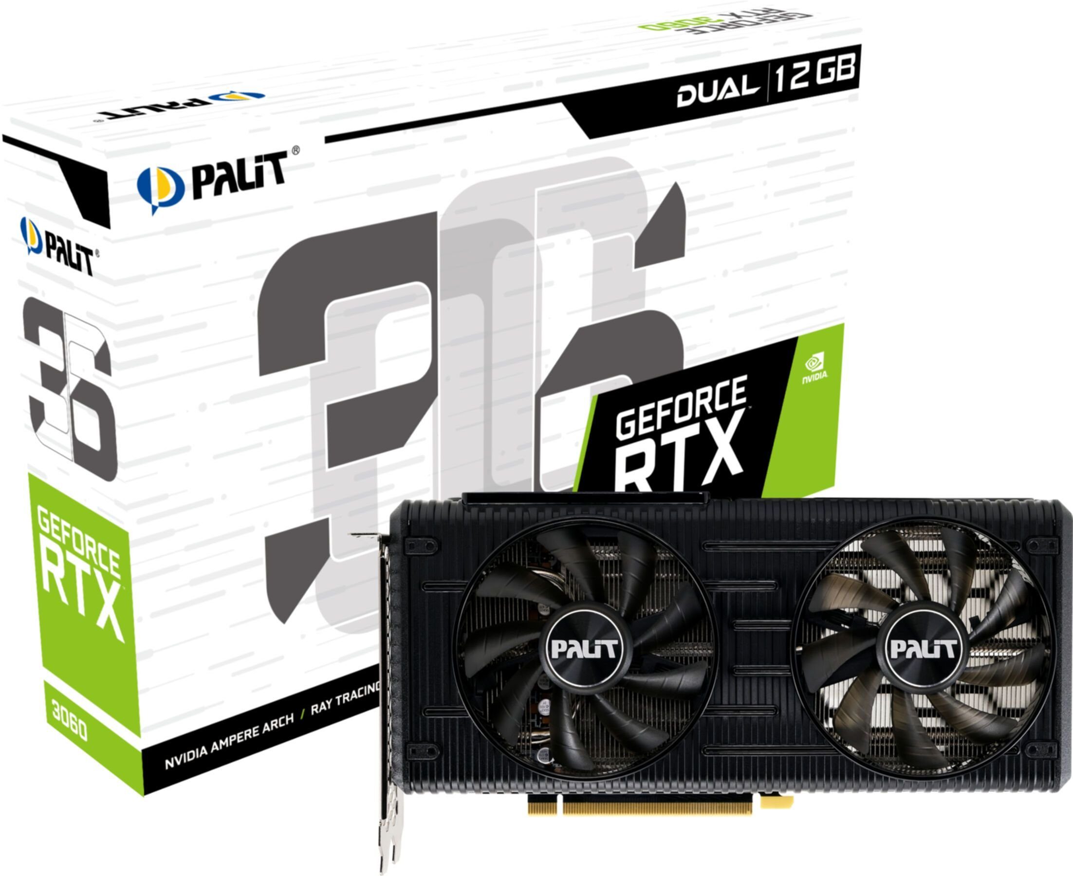 Palit GeForce RTX 3060 NE63060019K9-190AD Grafikkarte (12 GB, GDDR6, 12GB Speicher, NVIDIA GSync, NVIDIA MFAA Technology, Real Time Ray Tra)