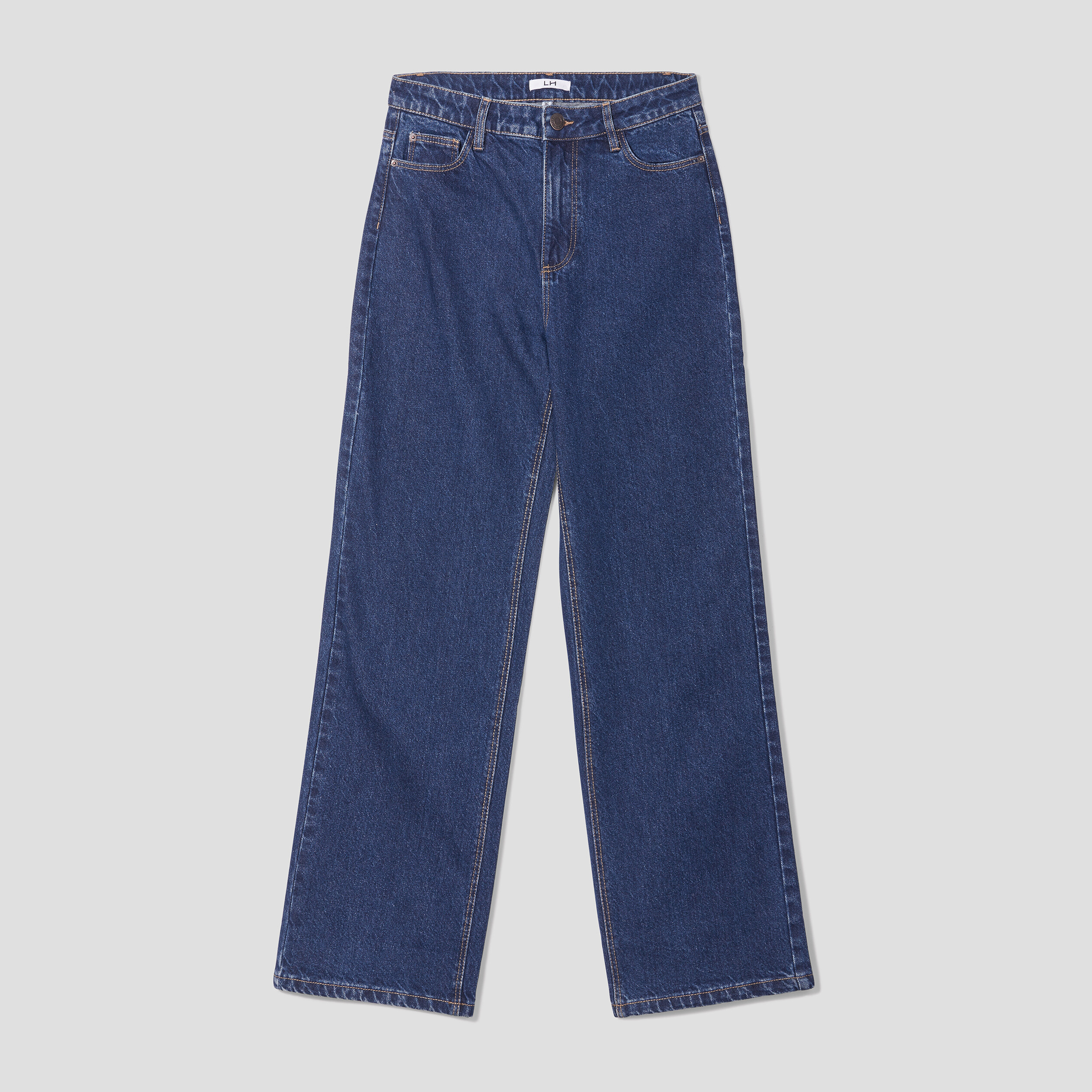 Jeans wide leg taille haute coton denim brut femme | La Halle