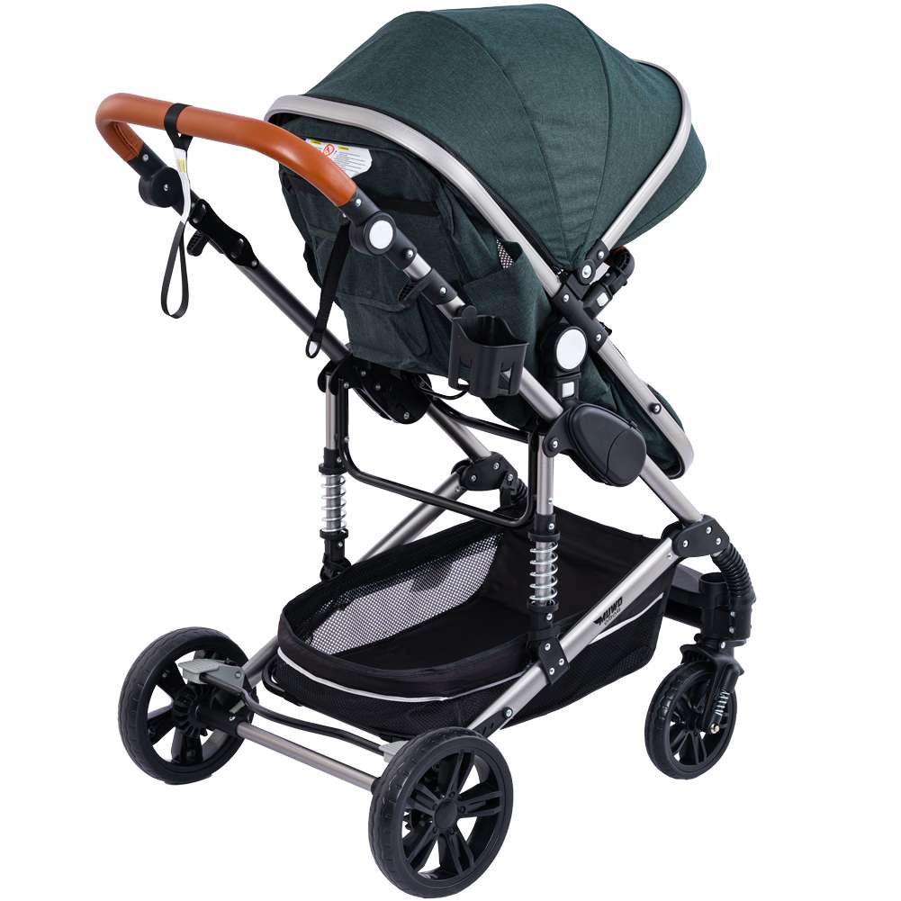 MUWO 3 in 1 Kombi-Kinderwagen Komplettset grün