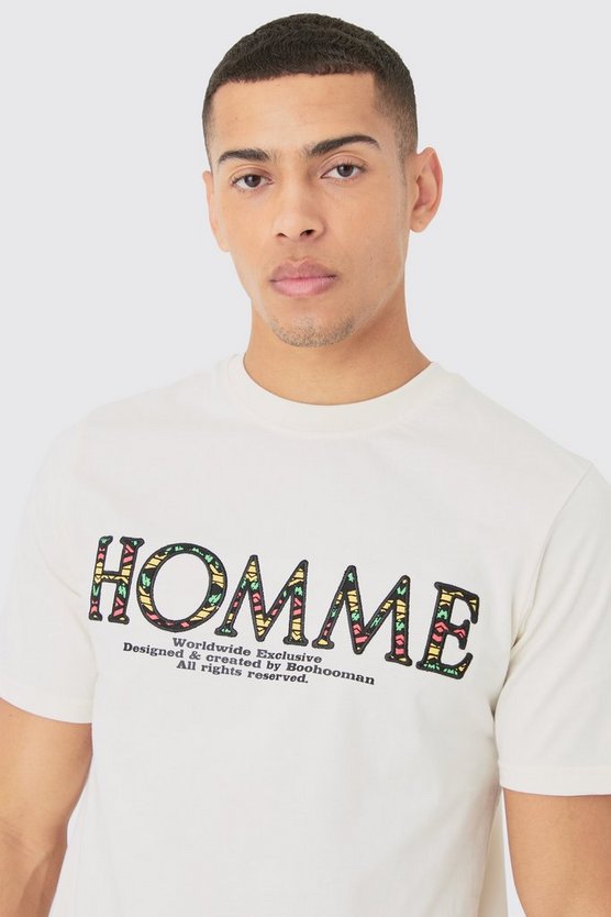 T-Shirt mit Homme-Stickerei