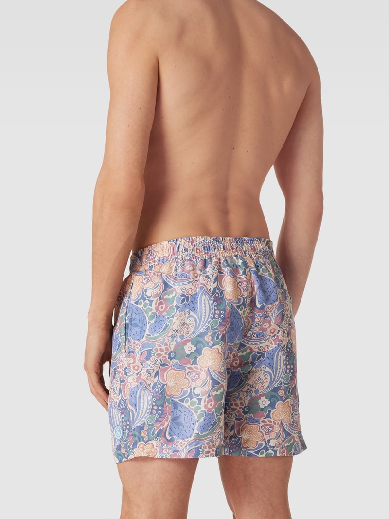 Badehose mit Allover-Print in dunkelblau