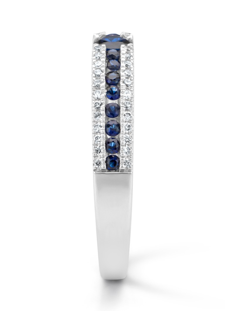 Anello Diamond Point in oro bianco, zaffiro blu da 0,44 ct, Majestic