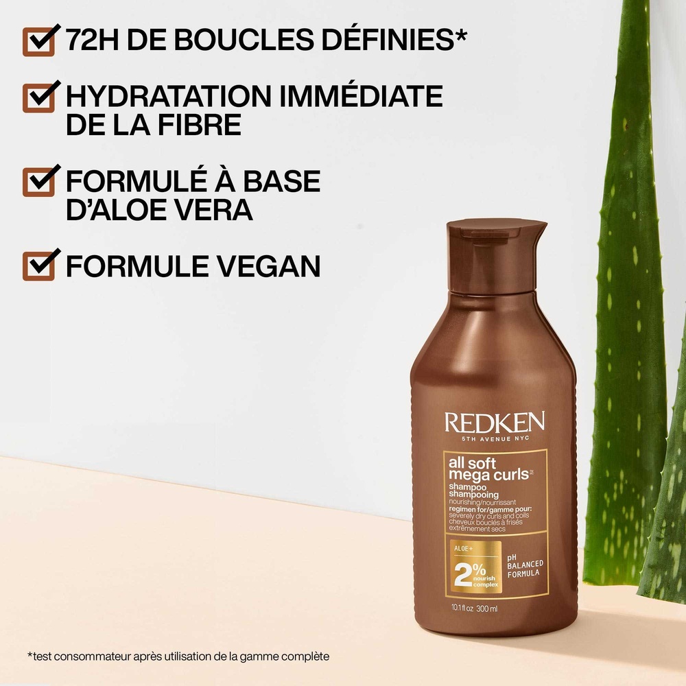 Redken All Soft Mega Curls Shampoing nourrissant pour cheveux trèssecs, bouclés à crépus