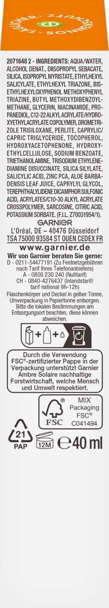 Sonnenfluid Gesicht super UV mit Niacinamid, LSF 50+, 40 ml