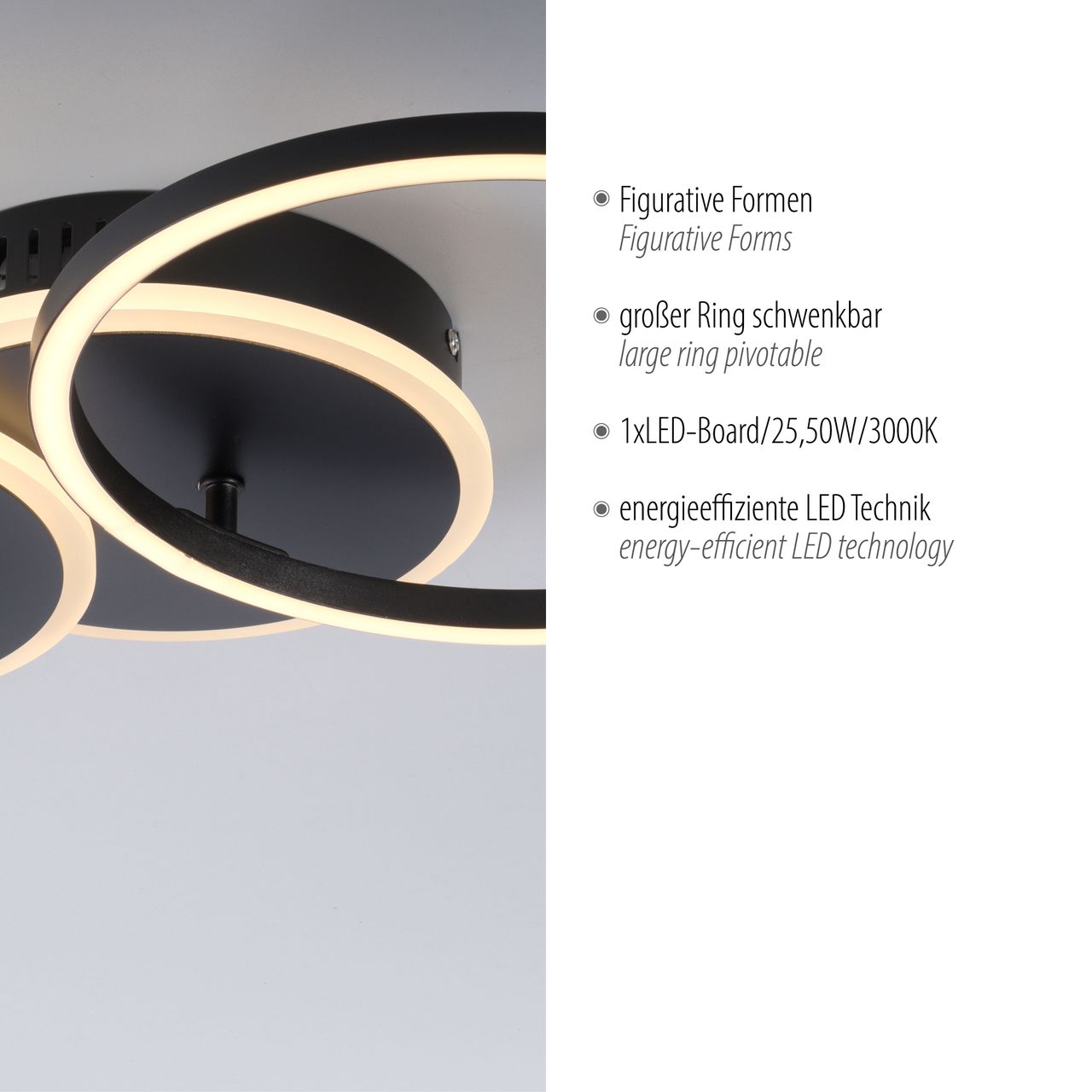 JUST LIGHT JUST LIGHT.  LED Deckenleuchte SEVENT,  rund, 1xLED-Board/25,5W/3000K, Innenleuchte, IP20