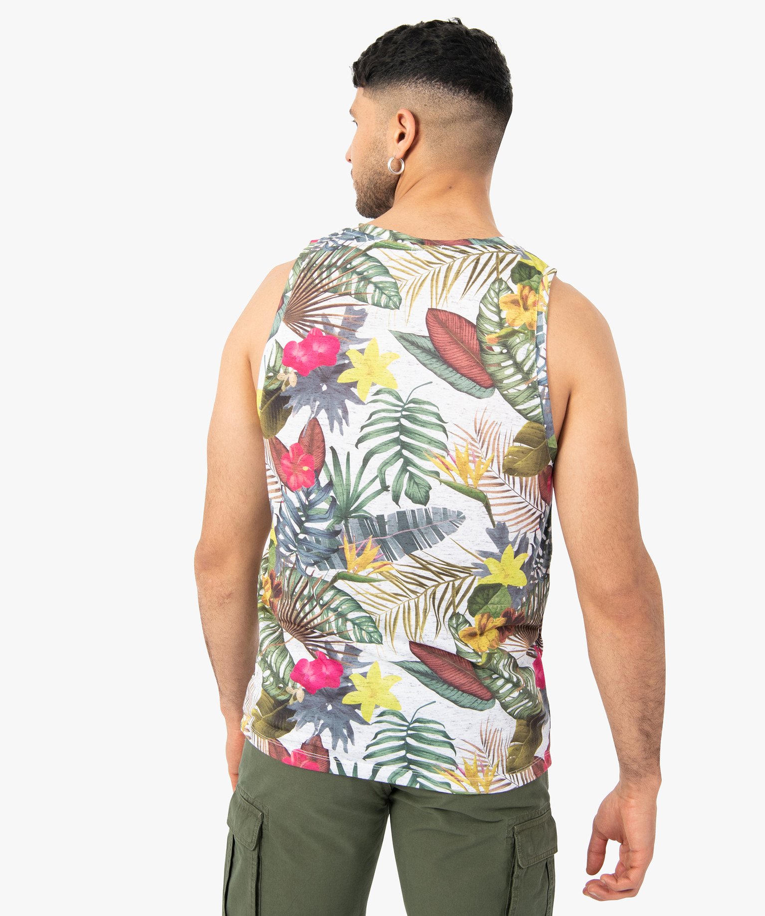 Débardeur homme à motifs fleuris noir | GEMO