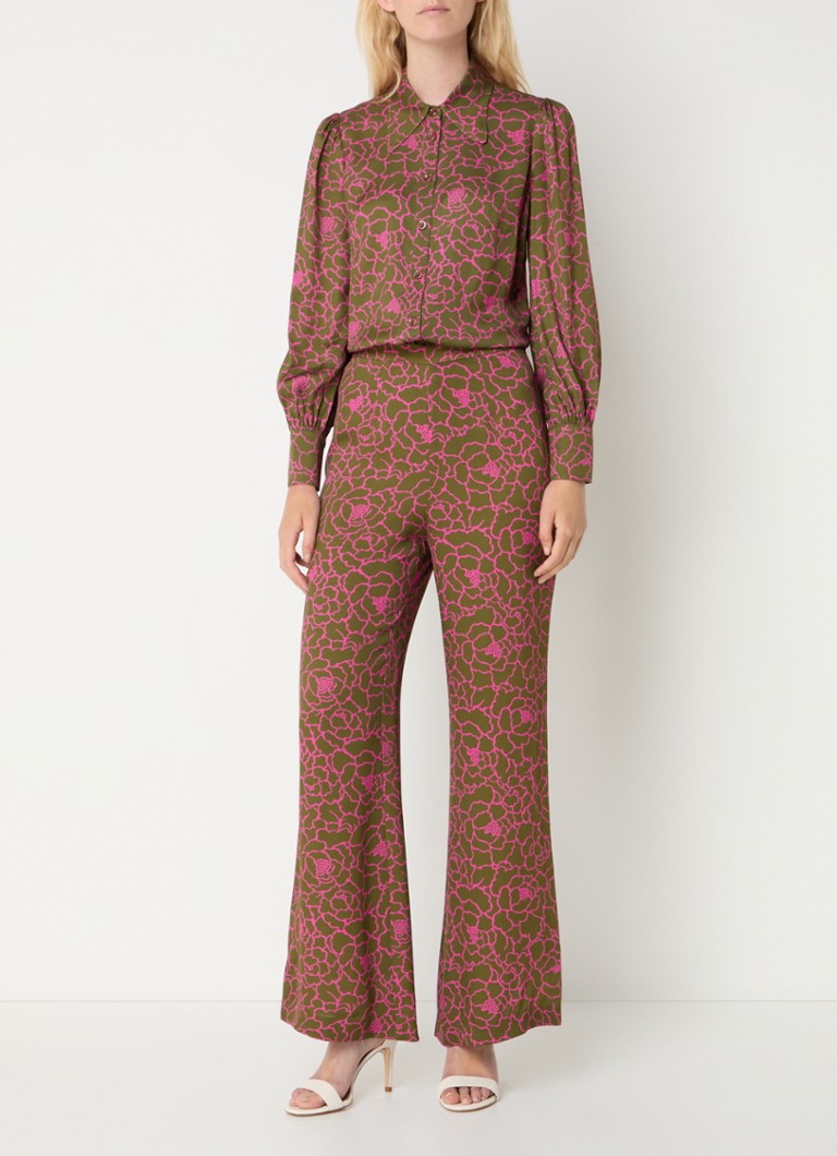 Pantaloni evazați cu talie înaltă și imprimeu floral LKBennett Esme