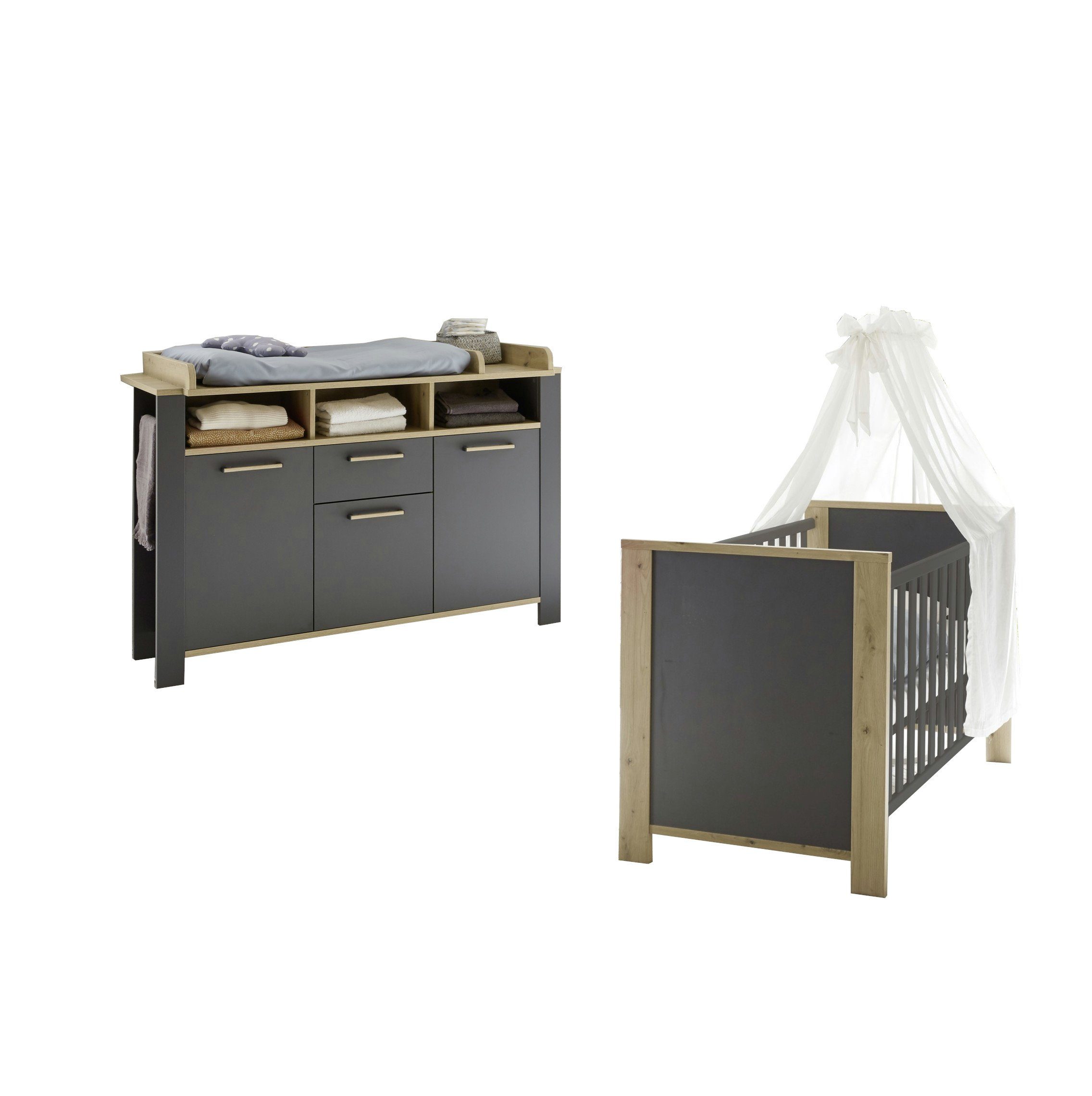 möbel-direkt.de Babyzimmer-Komplettset Babyzimmer Tom, (Komplett Set, 2-St., in verschiedenen Zusammenstellungen wählbar), Türdämpfung, Schubkästenselbsteinzug, ABS Kanten, Made in Germany