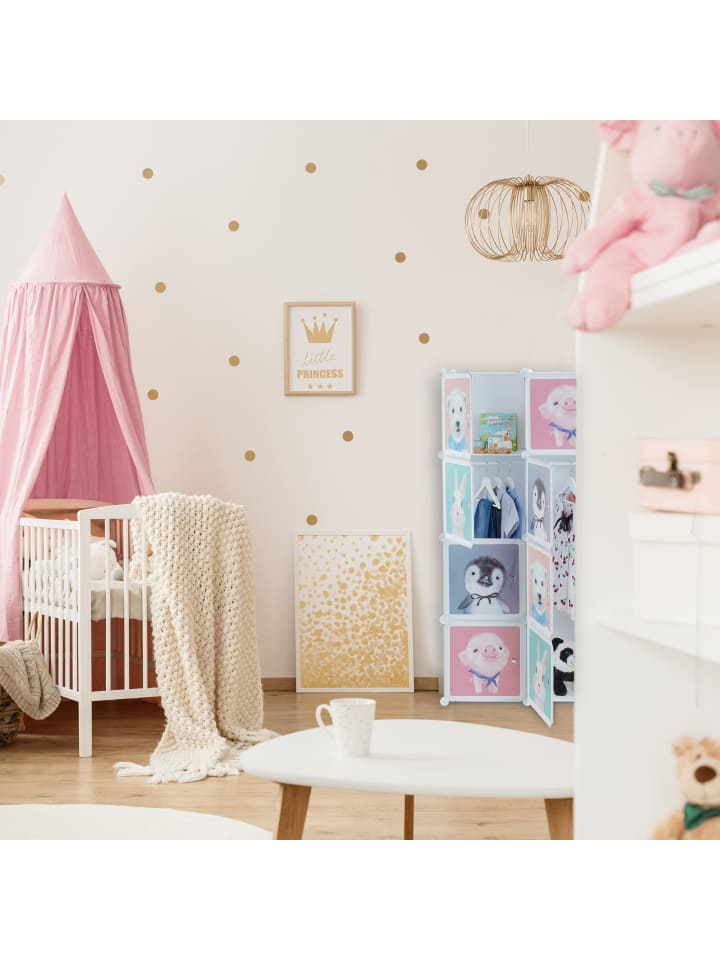 relaxdays Kinder Steckregal in Weiß/ Bunt - (B)109x (H)145 x (T)37 cm günstig kaufen onesize