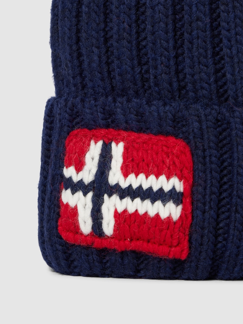 Wollmütze mit Label-Stitching Modell 'SEMIURY' in marineblau
