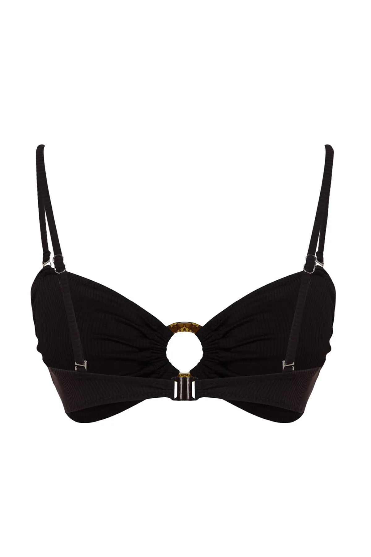 Trendyol Collection  Schwarzes, trägerloses Accessoires-Bikinioberteil mit Struktur TBESS23BU00381