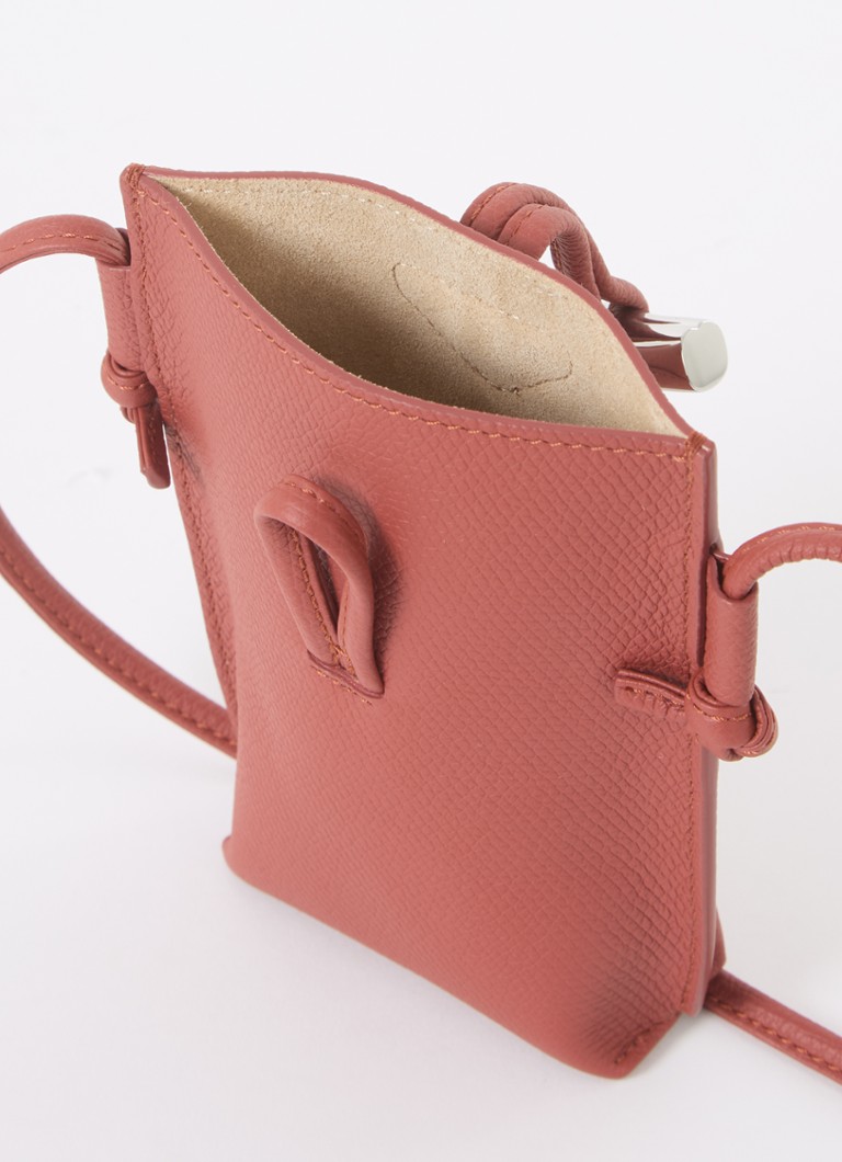 Longchamp Roseau leather crossbody phone case