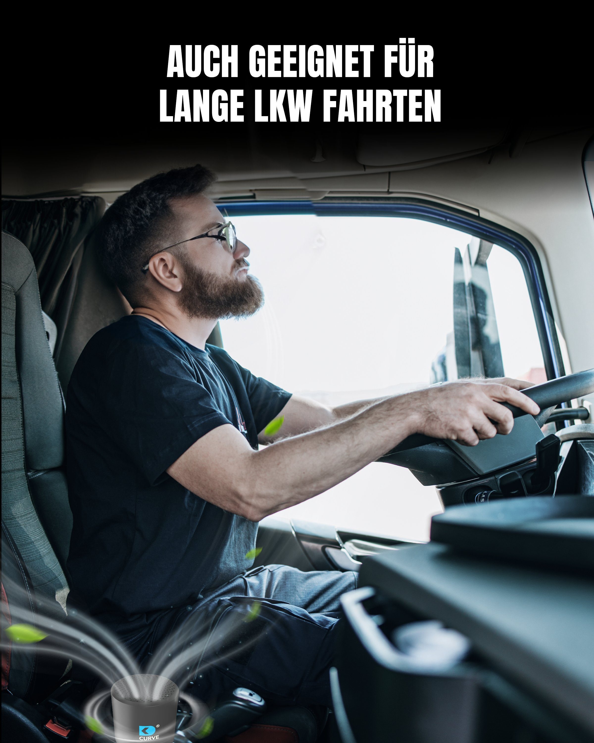 DK medical Luftreiniger CURVE - Luftreiniger - Für Auto, LKW, Camper