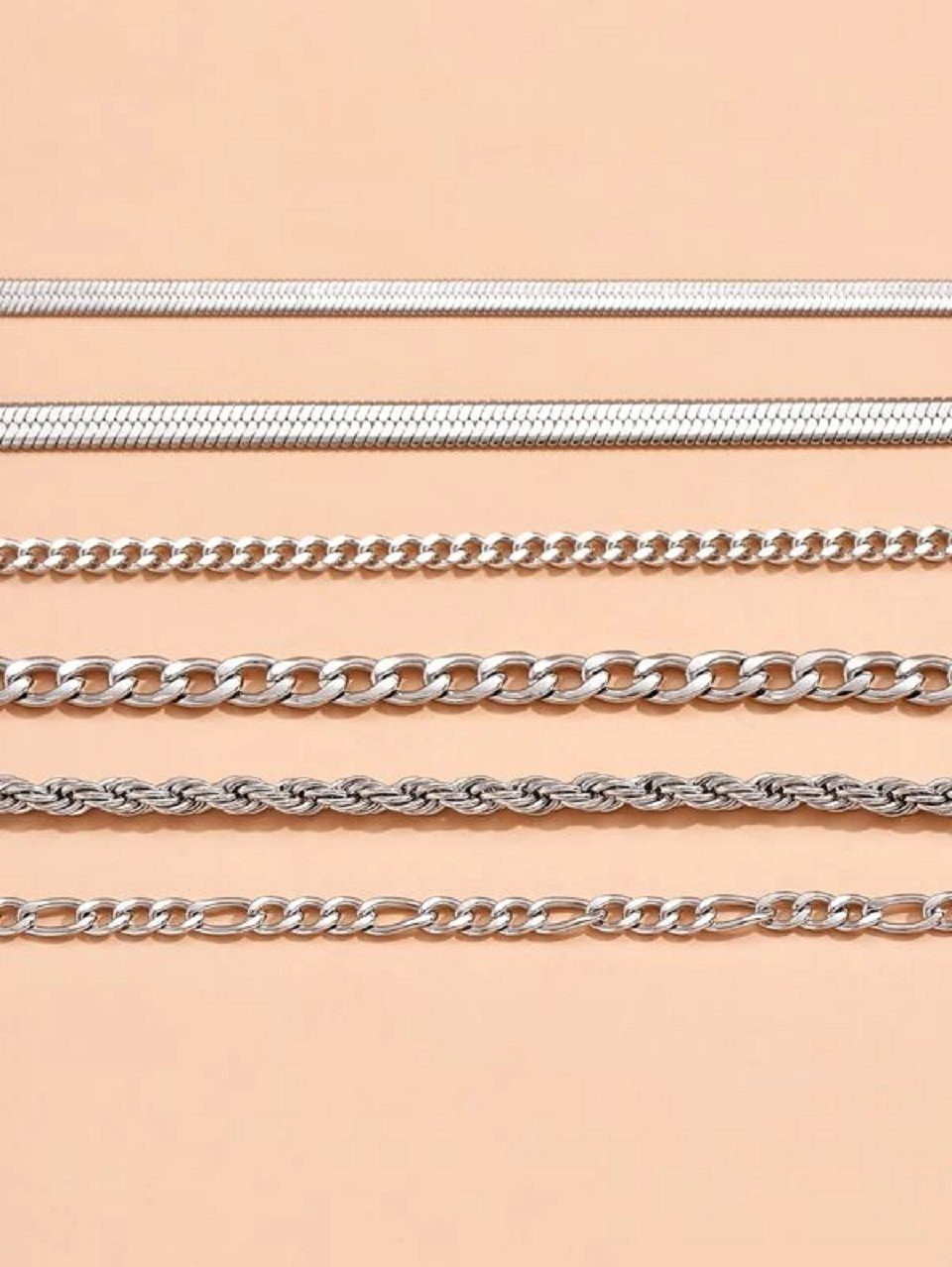 ENGELSINN Armketten Set Edelstahl Armketten Set Silber Damen Frauen Sommer (6-tlg), Sommerschmuck Bestseller Kettenarmband Angebot Sale
