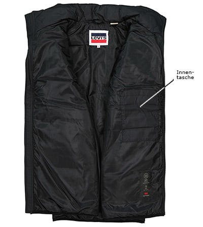 Levi's®, Steppweste, Mikrofaser wasserabweisend, schwarz
