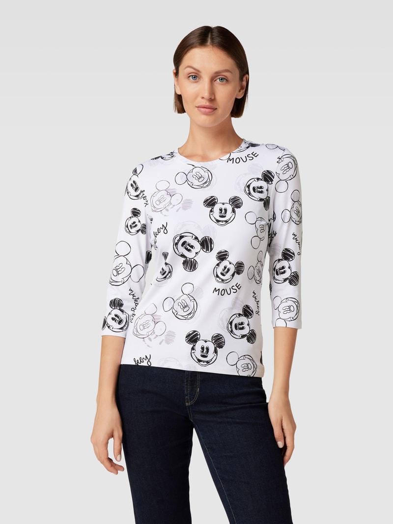 Longsleeve aus Viskose-Elasthan-Mix mit Allover-Muster in offwhite