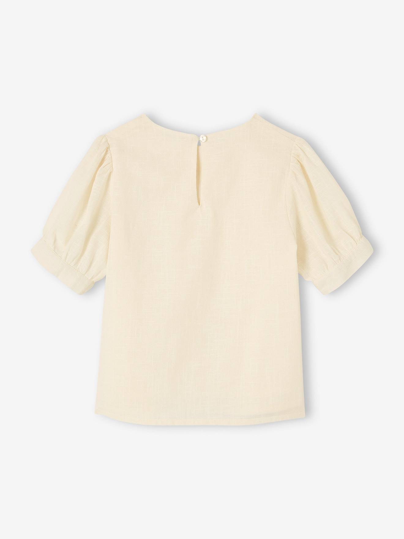 Vertbaudet Mädchen Bluse mit Spitze - wollweiß